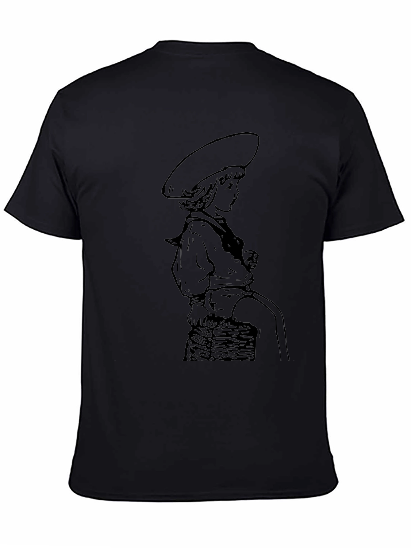 Black T-Shirt with Vintage Child Graphic