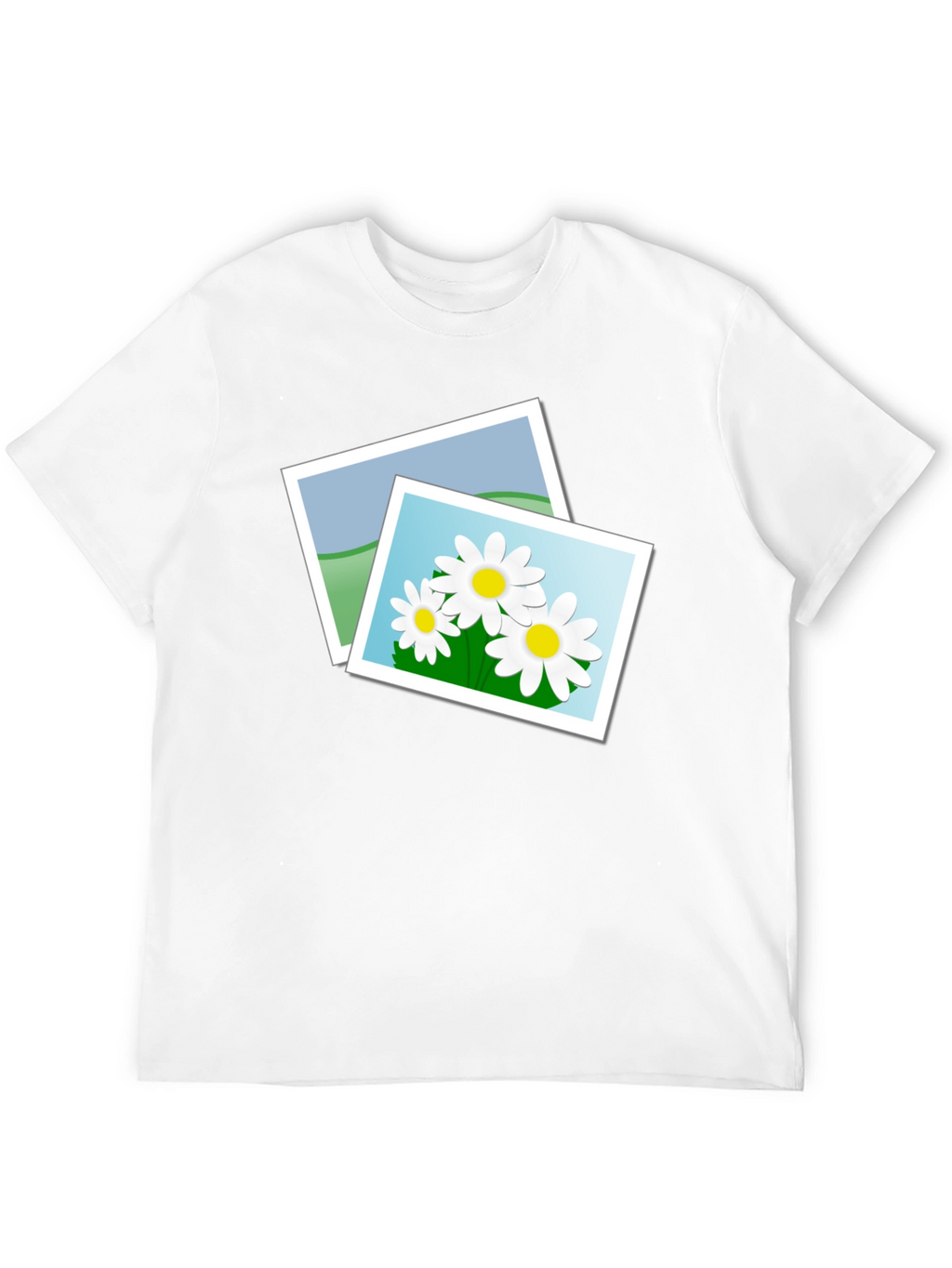 Black T-Shirt with Floral Photo Design