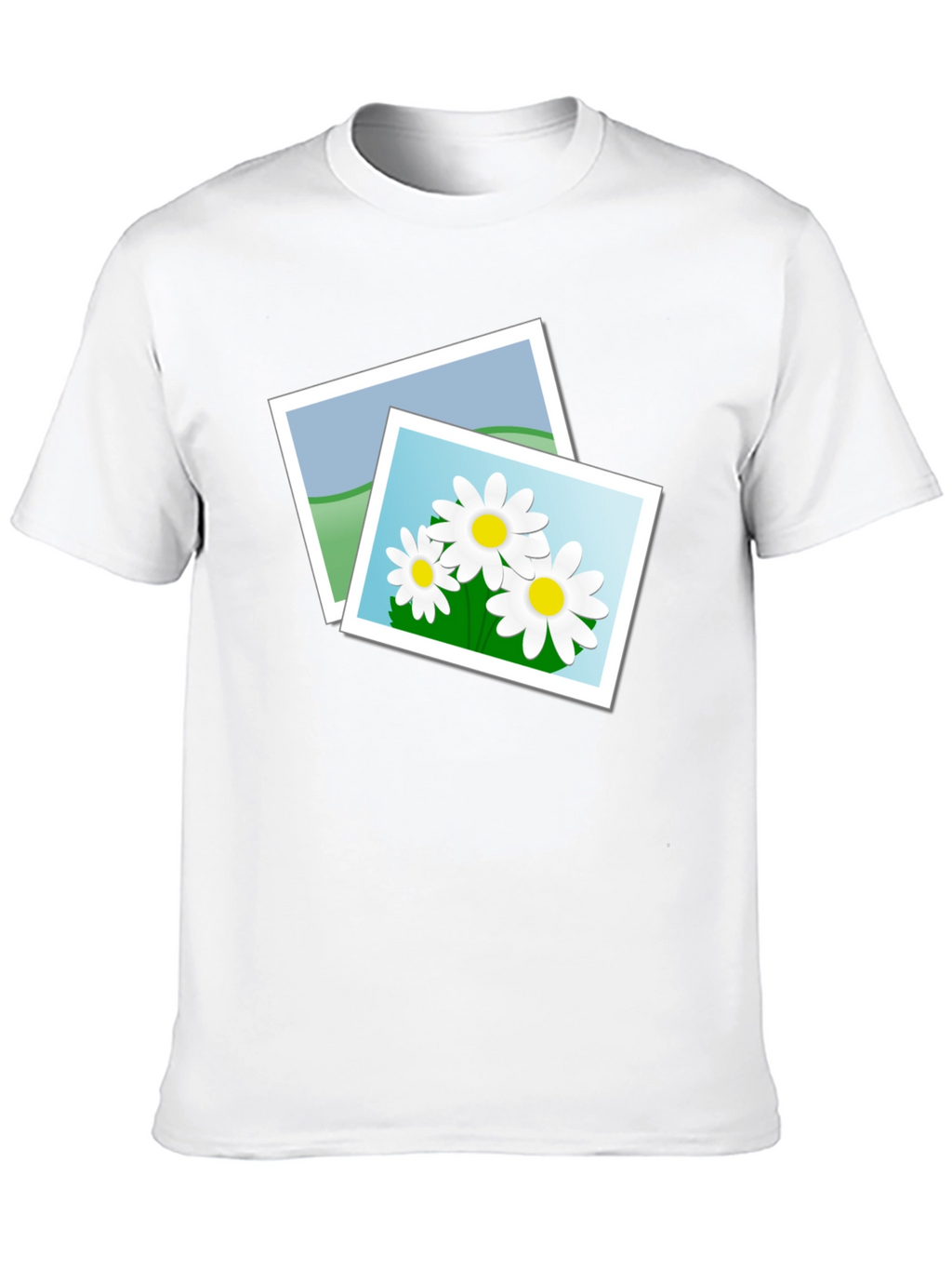 Black T-Shirt with Floral Photo Design