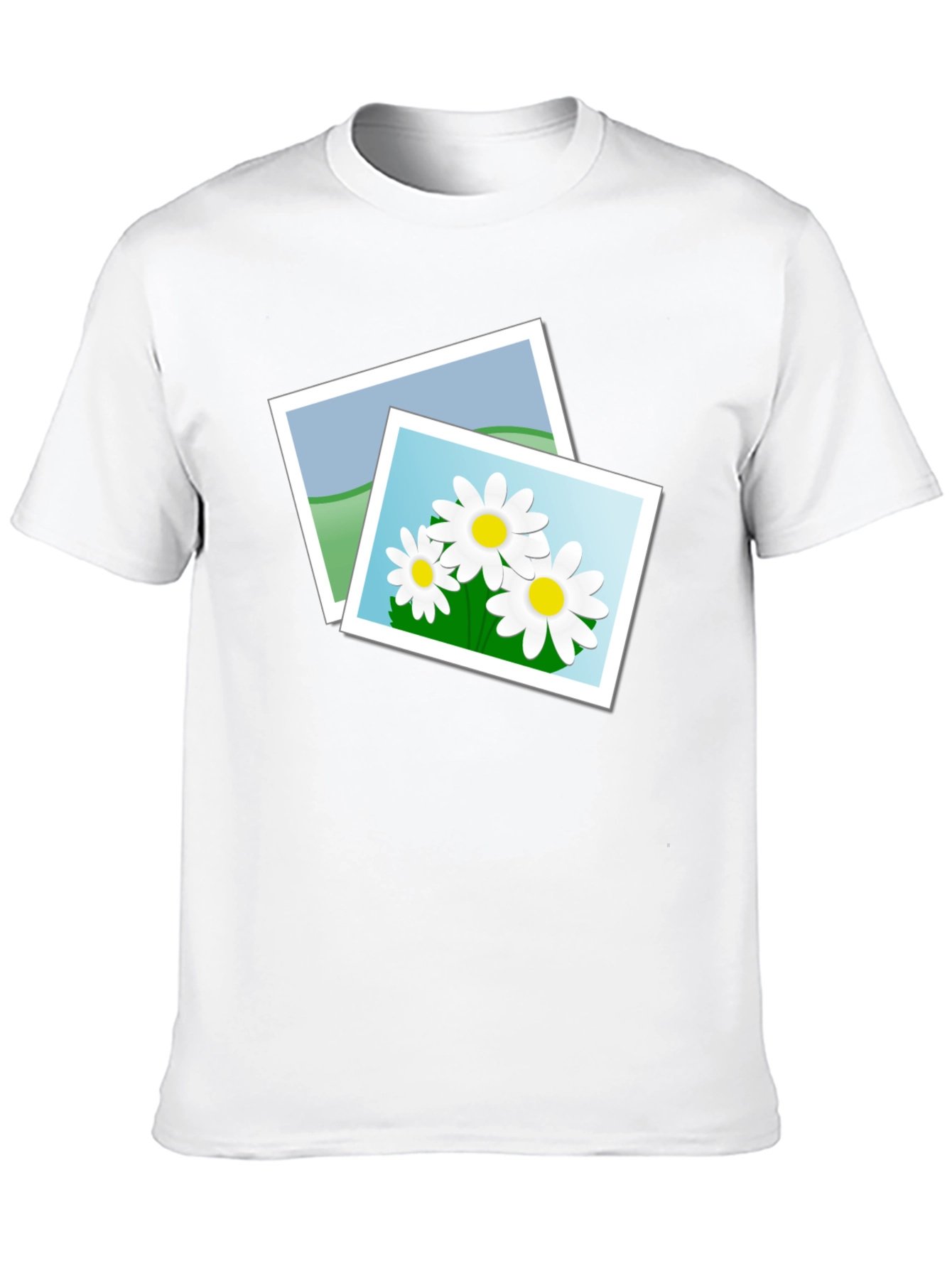 Black T-Shirt with Floral Photo Design