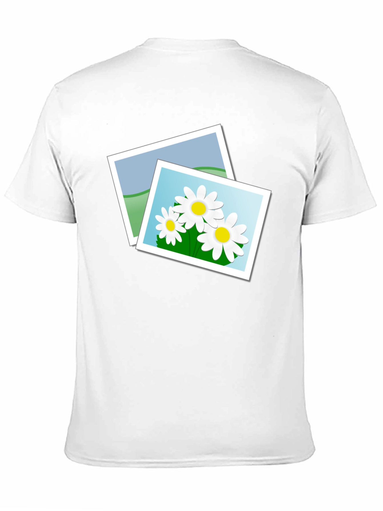 Black T-Shirt with Floral Photo Design
