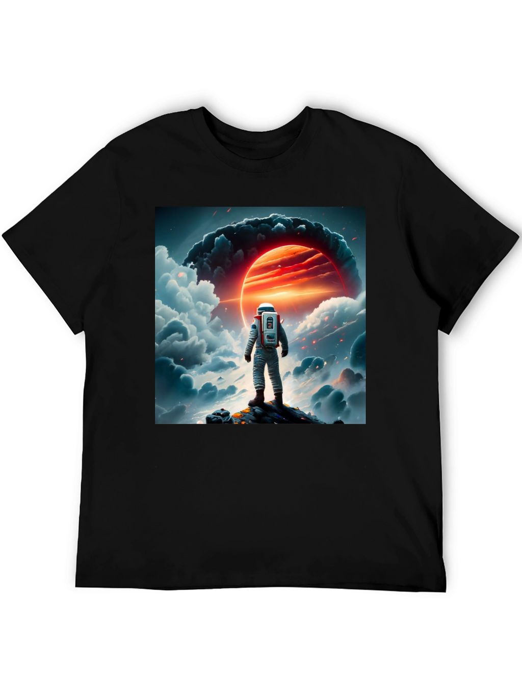 Astronaut Graphic Print Black T-Shirt