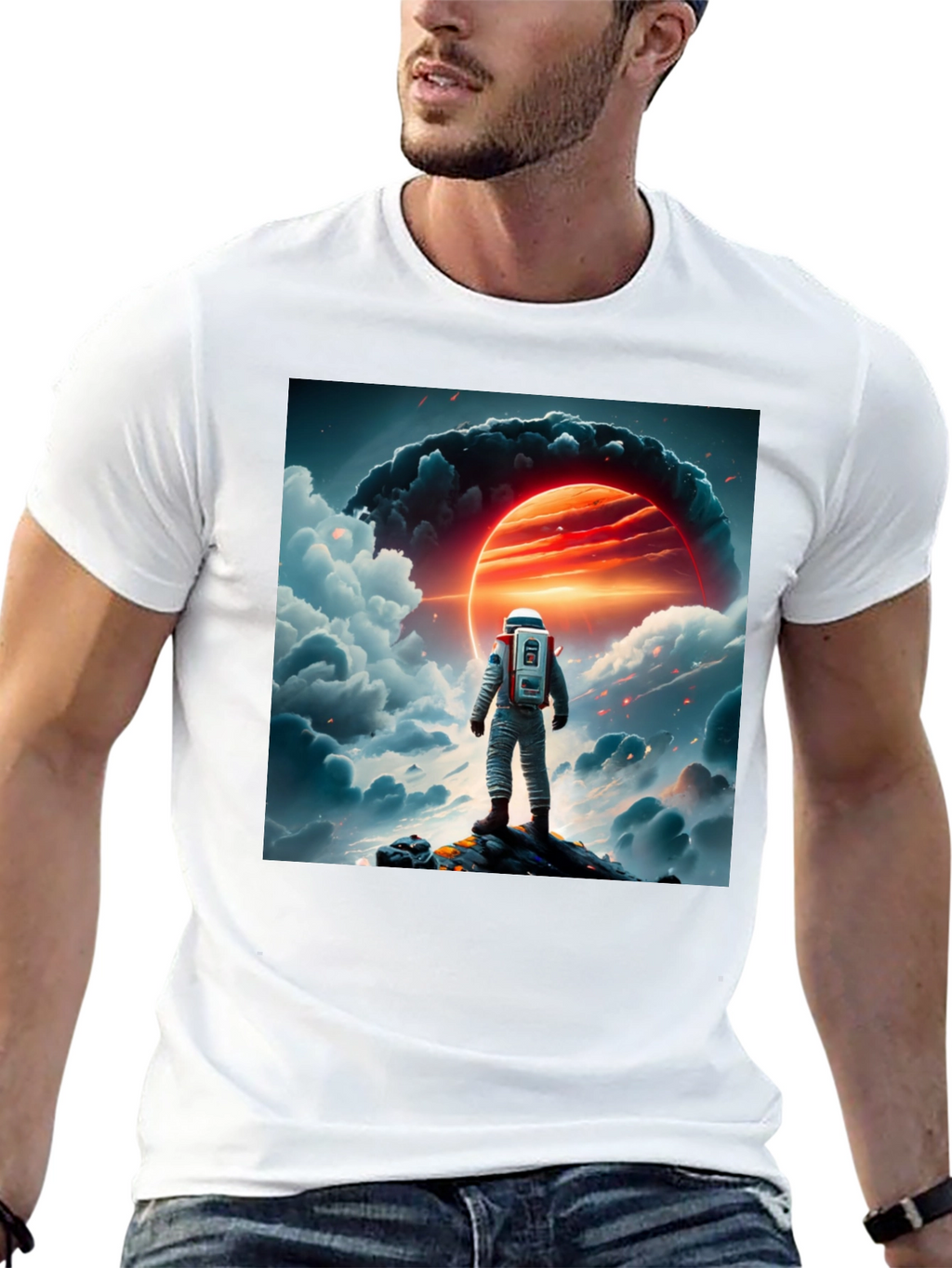 Astronaut Graphic Print Black T-Shirt