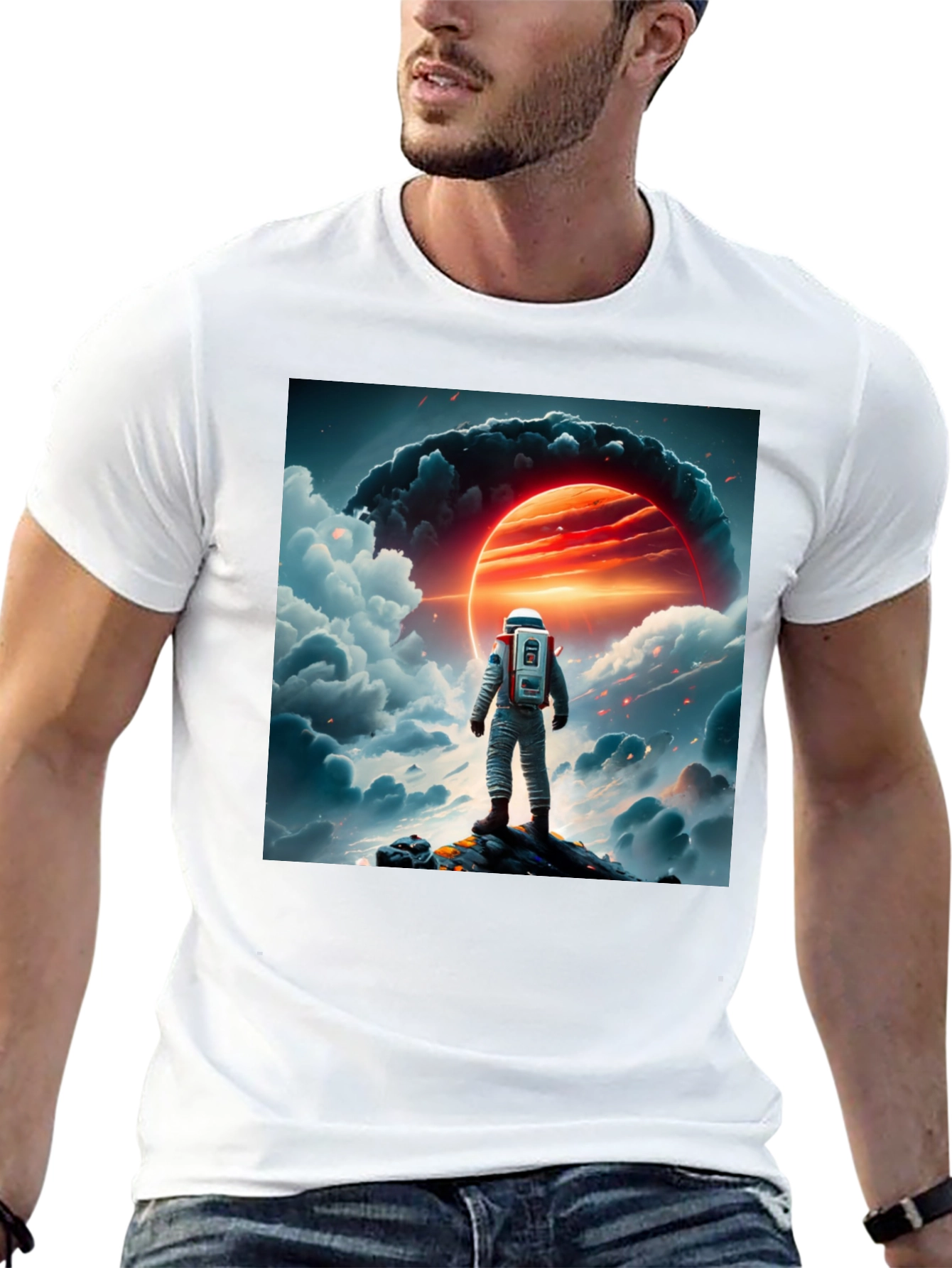 Astronaut Graphic Print Black T-Shirt