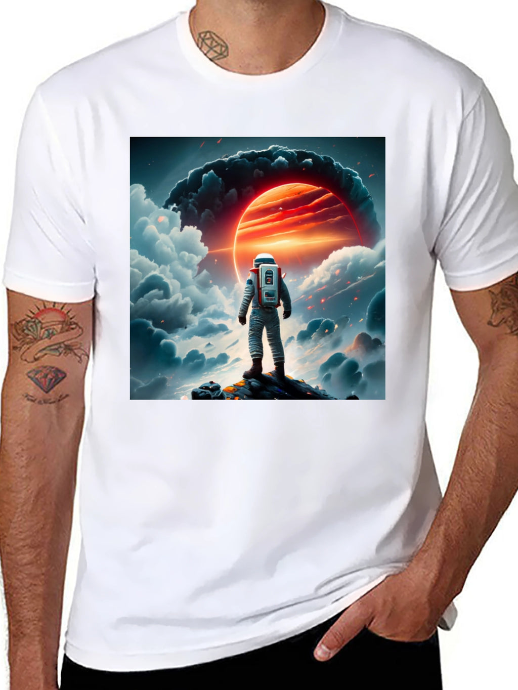 Astronaut Graphic Print Black T-Shirt