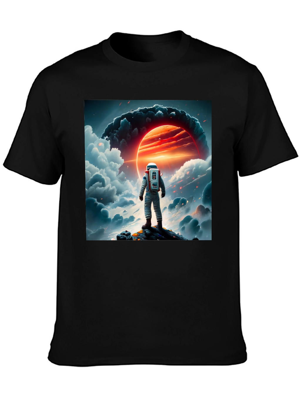 Astronaut Graphic Print Black T-Shirt