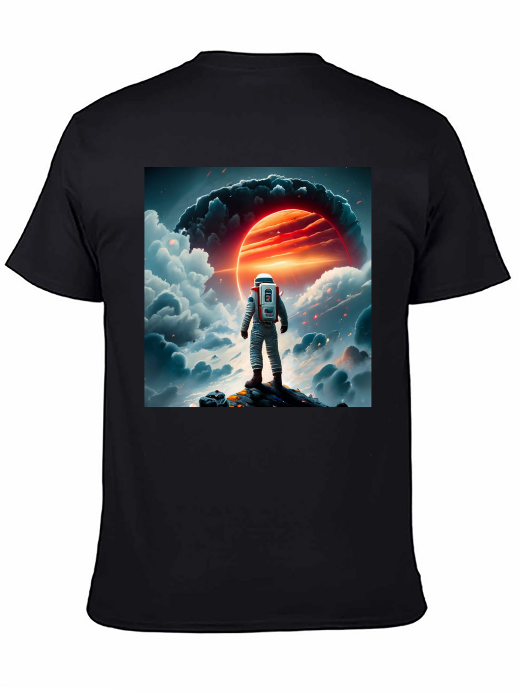Astronaut Graphic Print Black T-Shirt