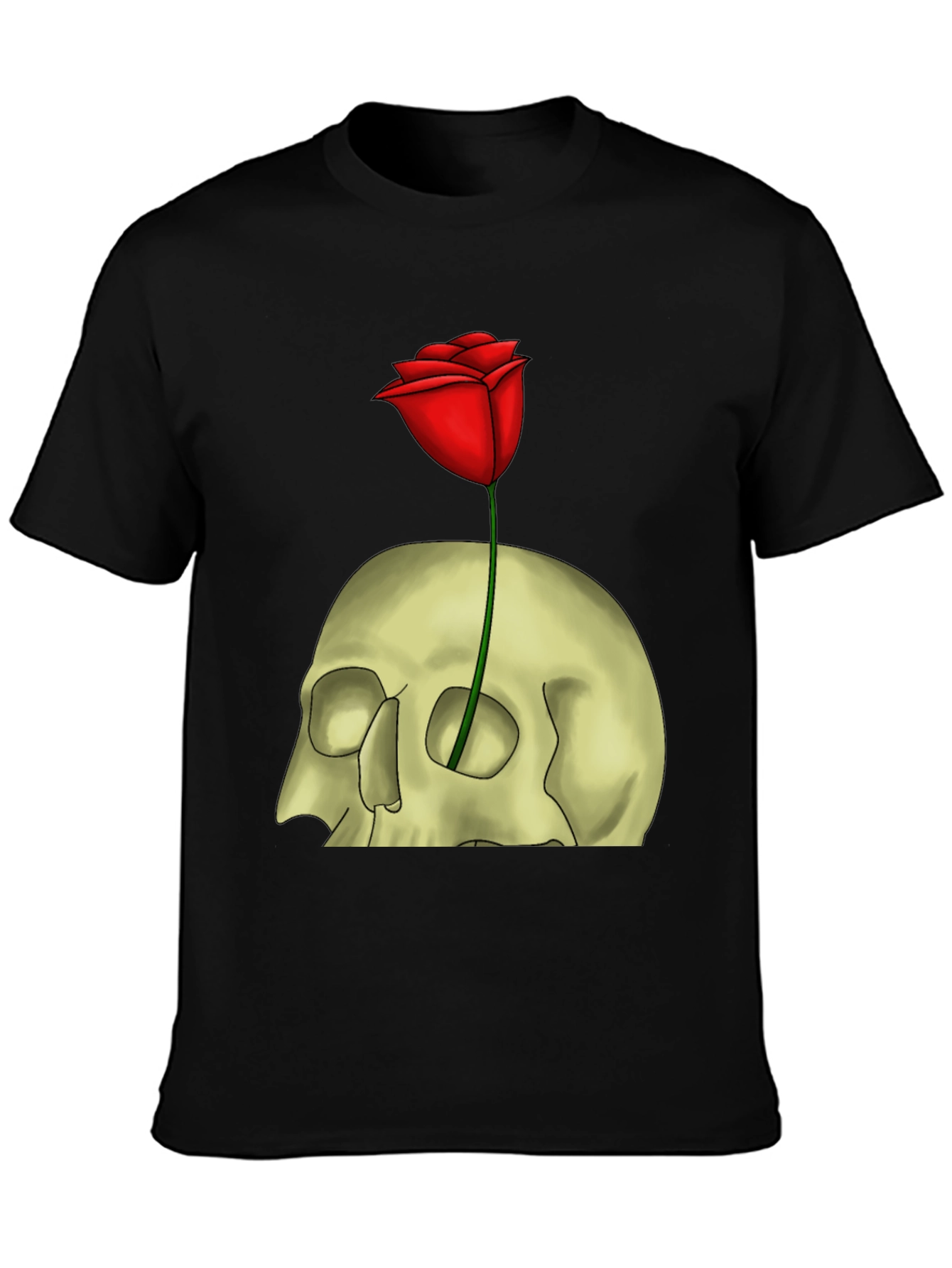 Skull & Rose Graphic T-Shirt - Edgy Style