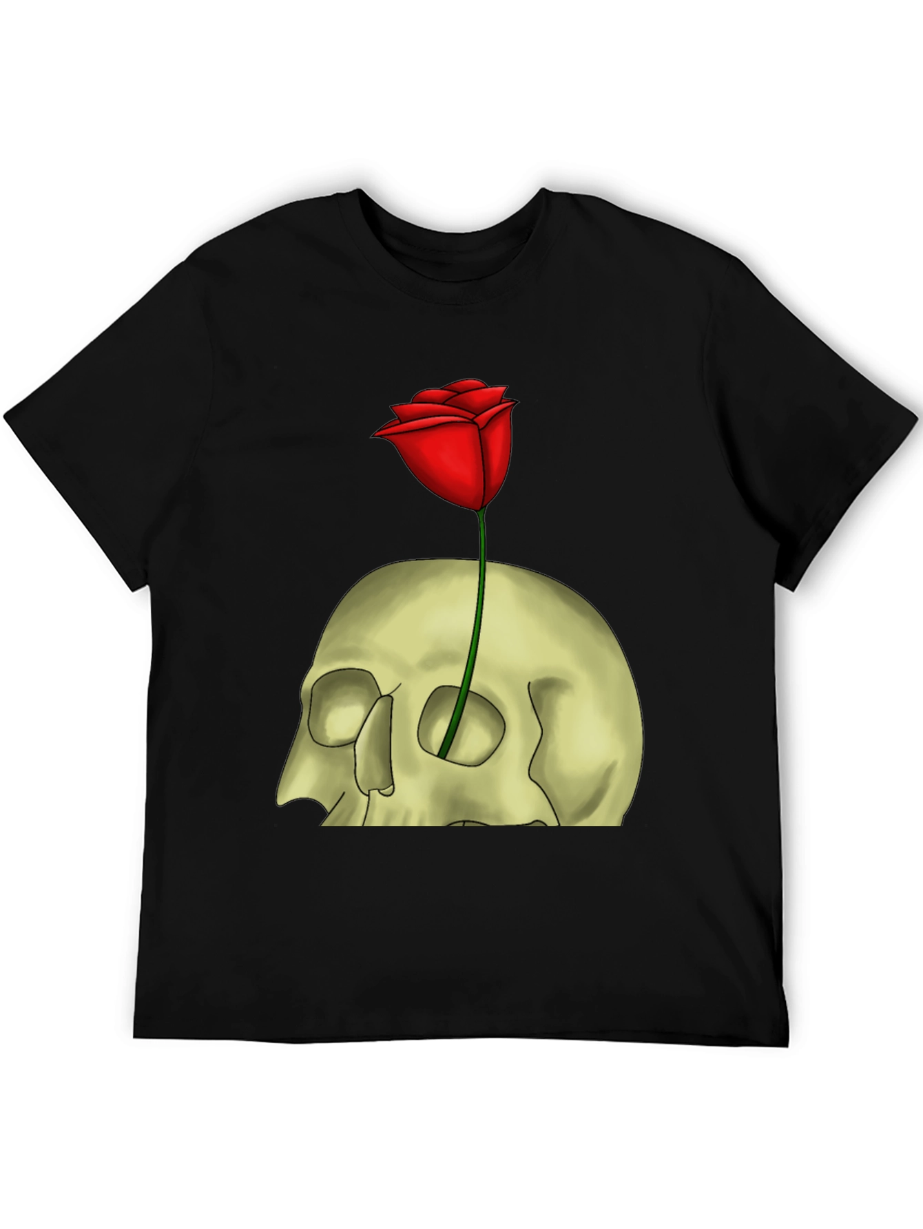 Skull & Rose Graphic T-Shirt - Edgy Style