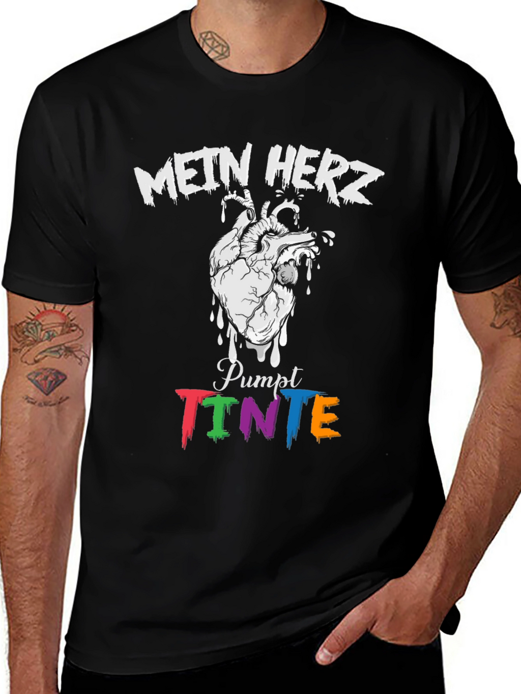 Mein Herz Pumpt Tinte Black Graphic Tee