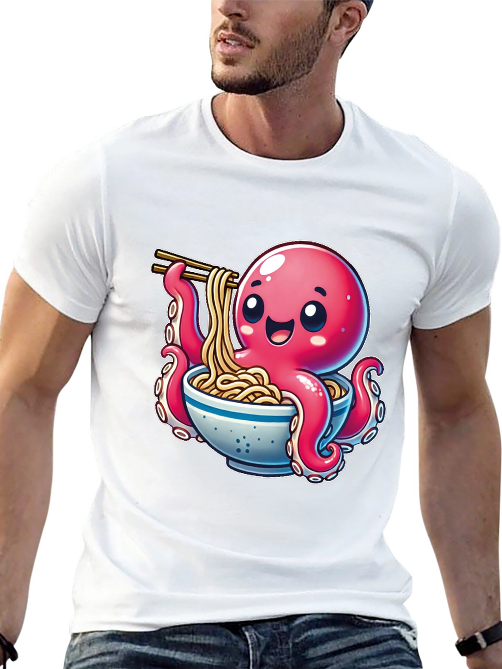 Octopus Ramen T-Shirt - Cute Cartoon Design