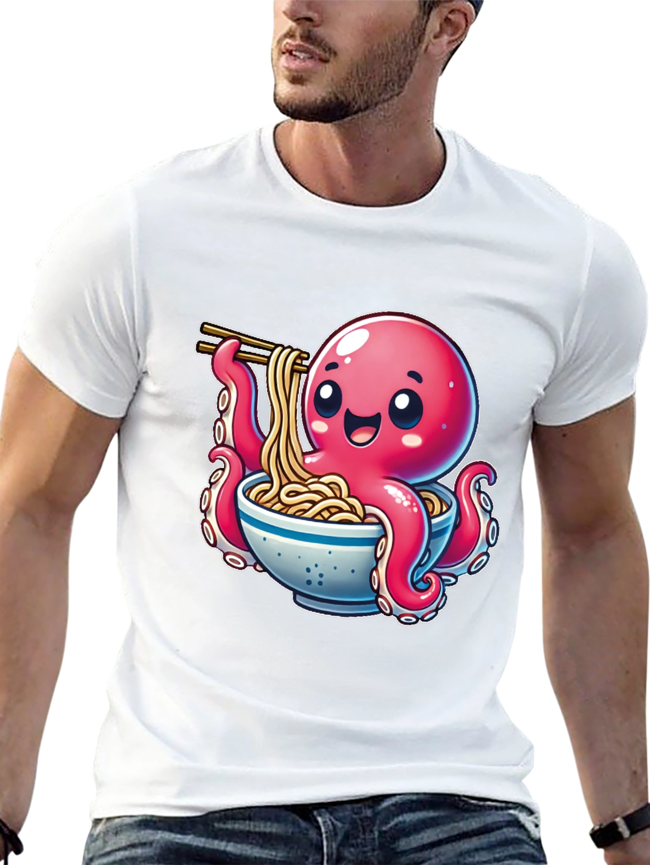Octopus Ramen T-Shirt - Cute Cartoon Design