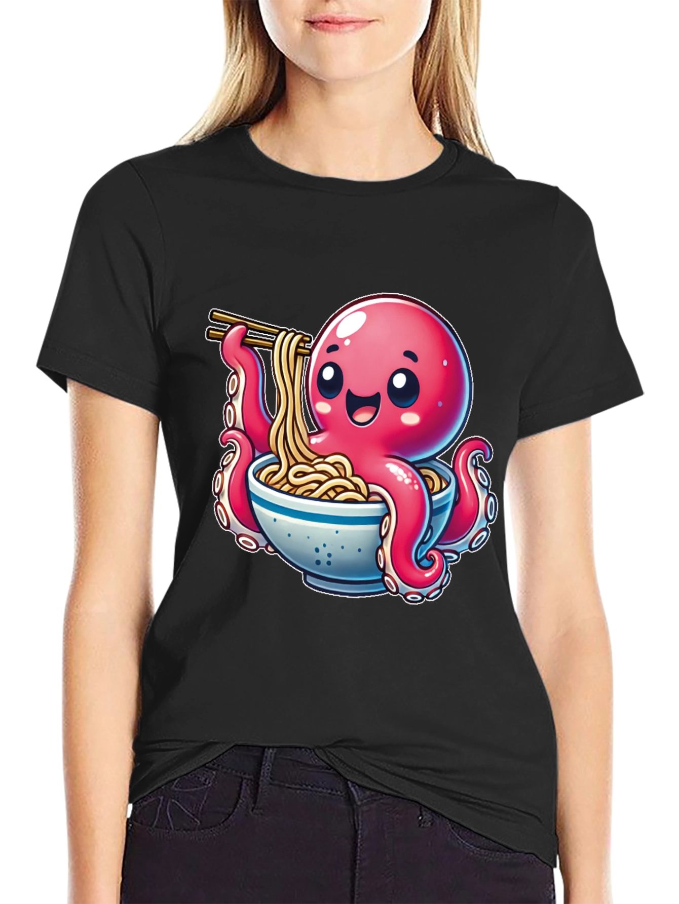Octopus Ramen T-Shirt - Cute Cartoon Design