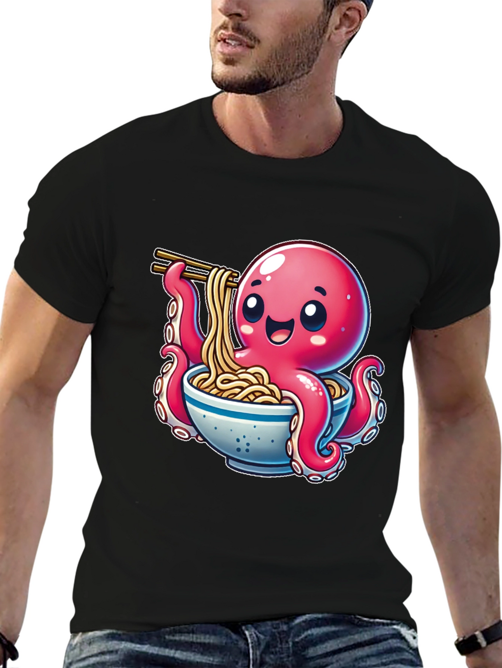 Octopus Ramen T-Shirt - Cute Cartoon Design