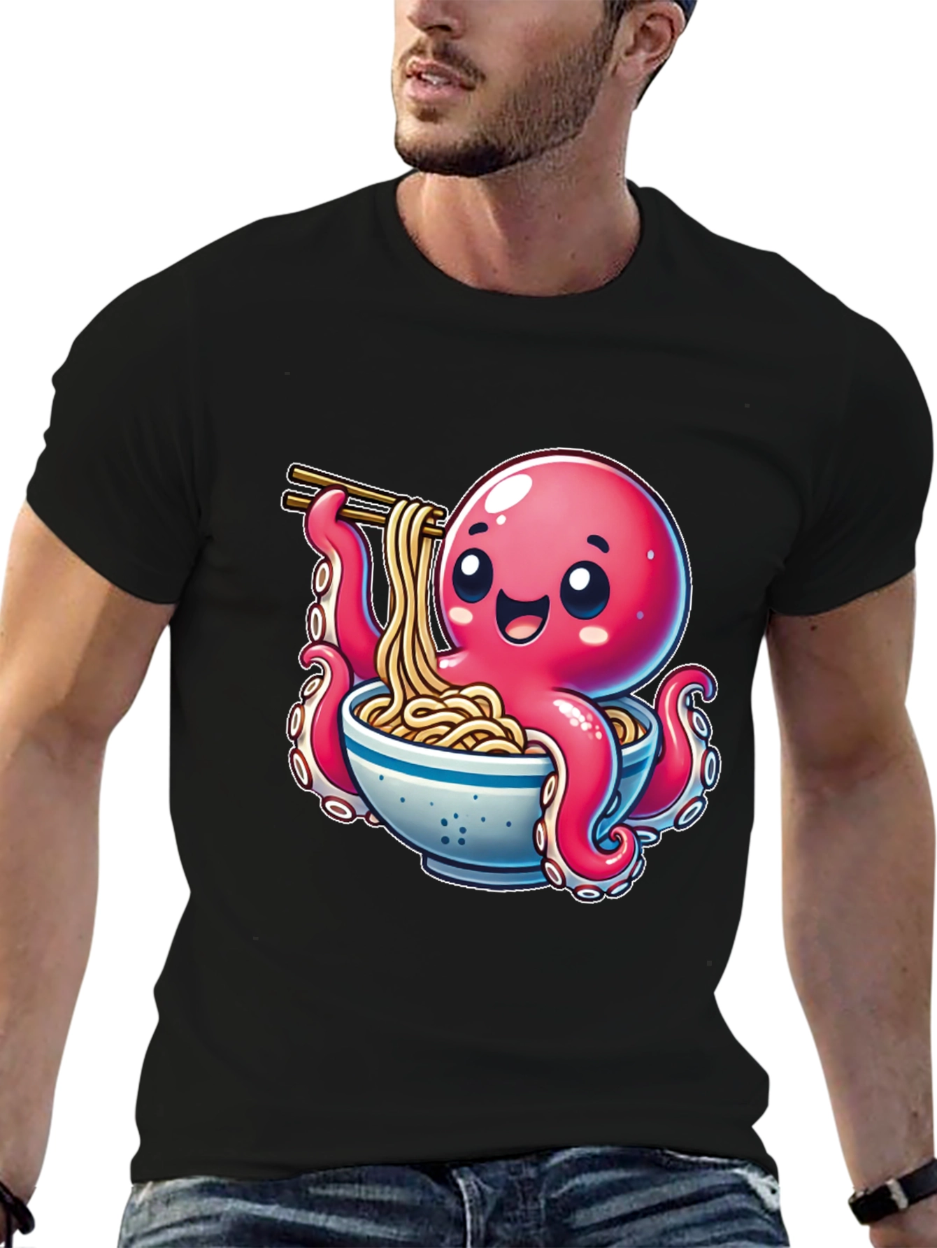 Octopus Ramen T-Shirt - Cute Cartoon Design