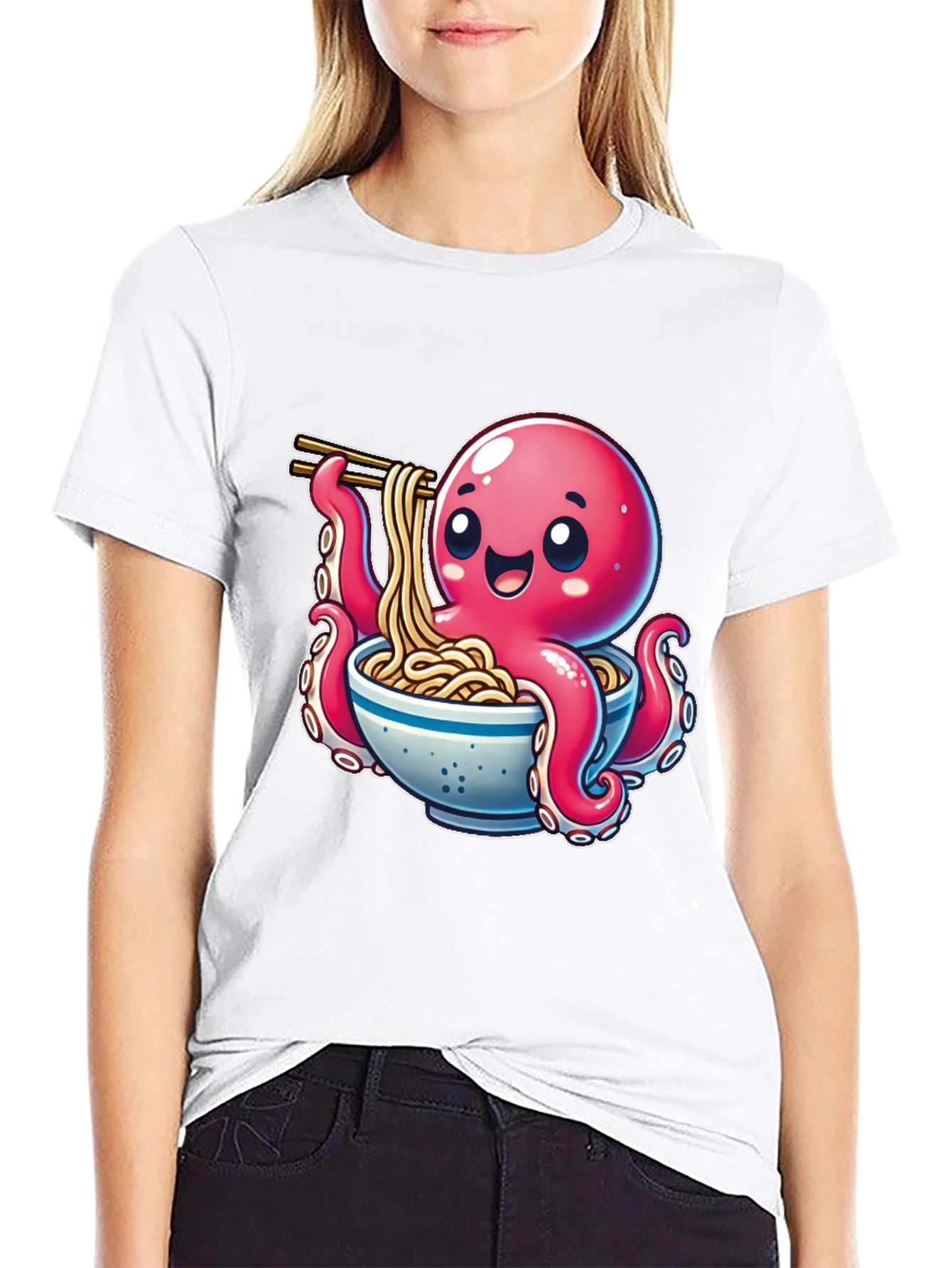 Octopus Ramen T-Shirt - Cute Cartoon Design