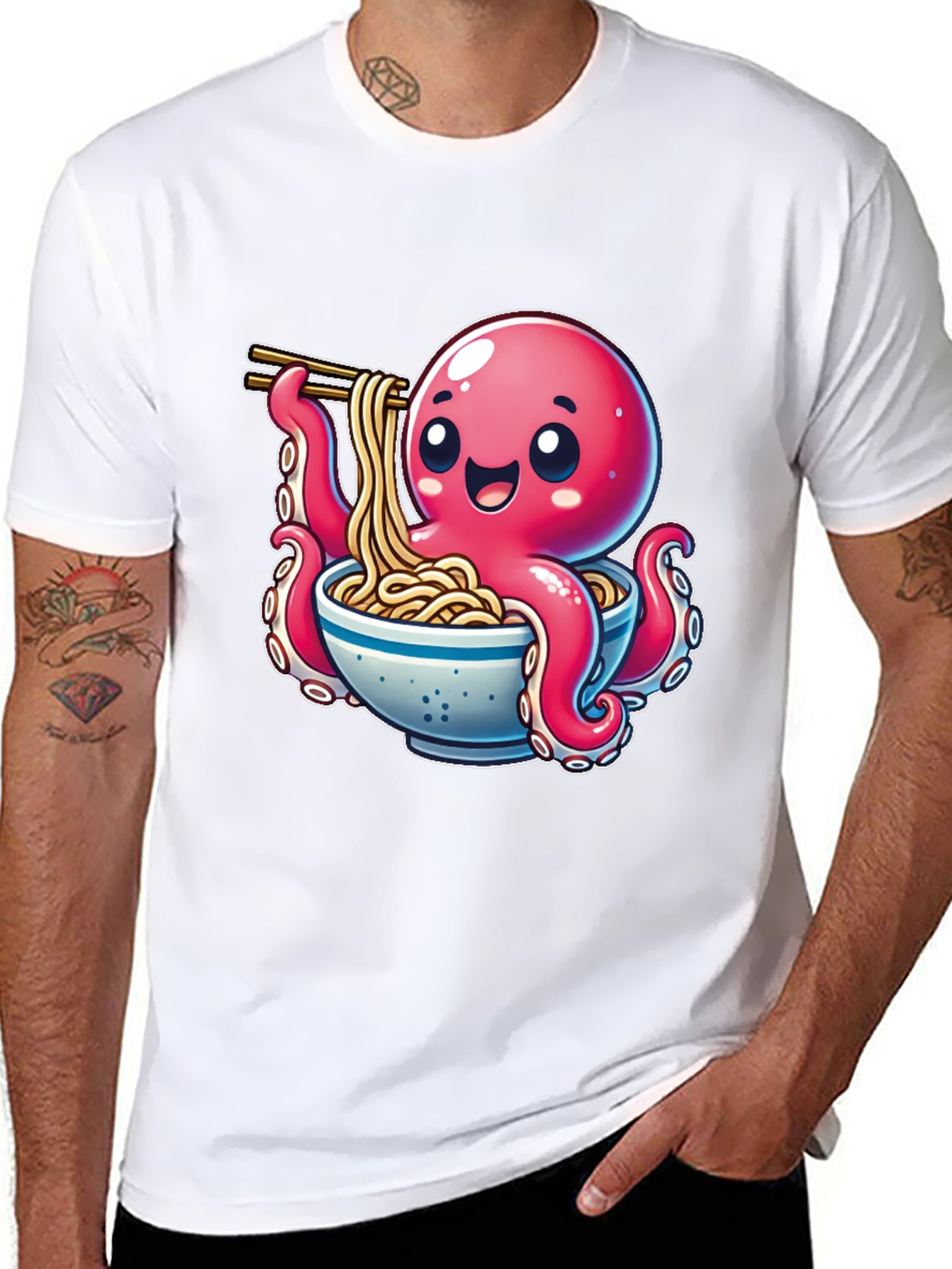 Octopus Ramen T-Shirt - Cute Cartoon Design