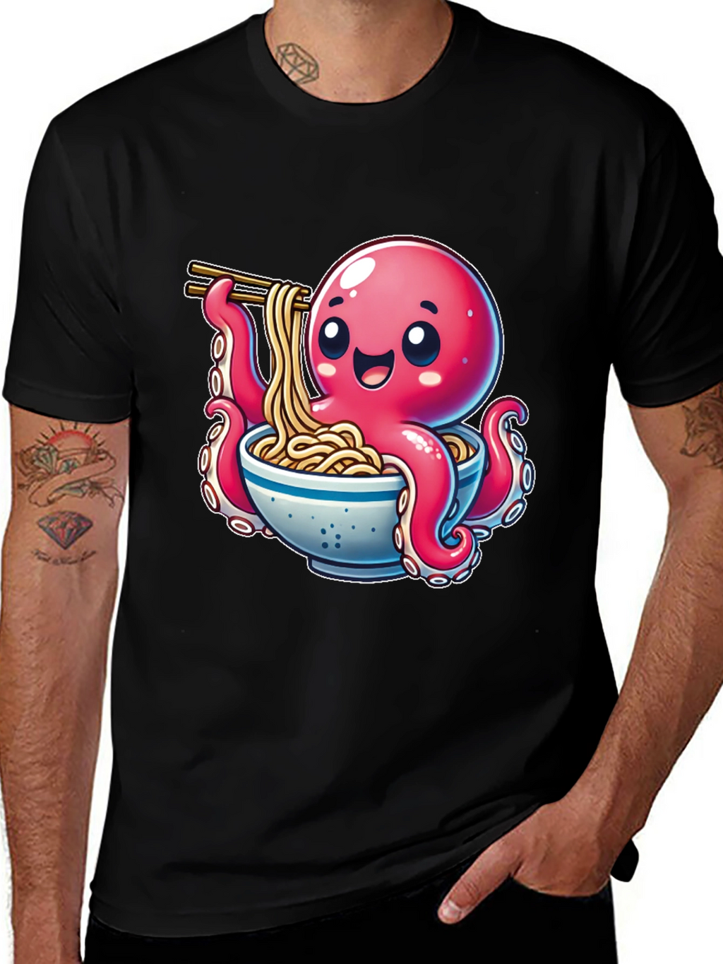 Octopus Ramen T-Shirt - Cute Cartoon Design