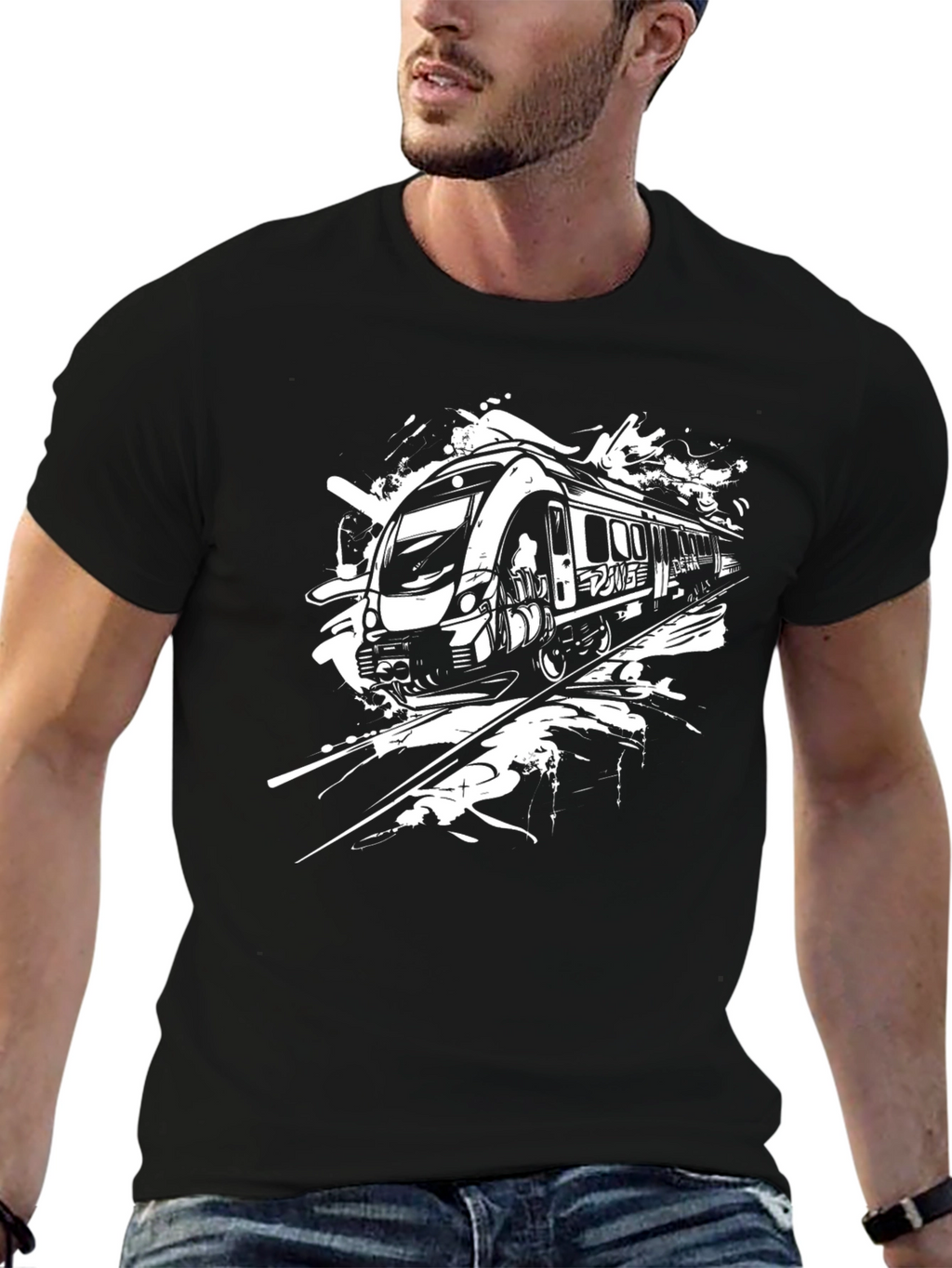 Train Graphic Black T-Shirt - Express Yourself