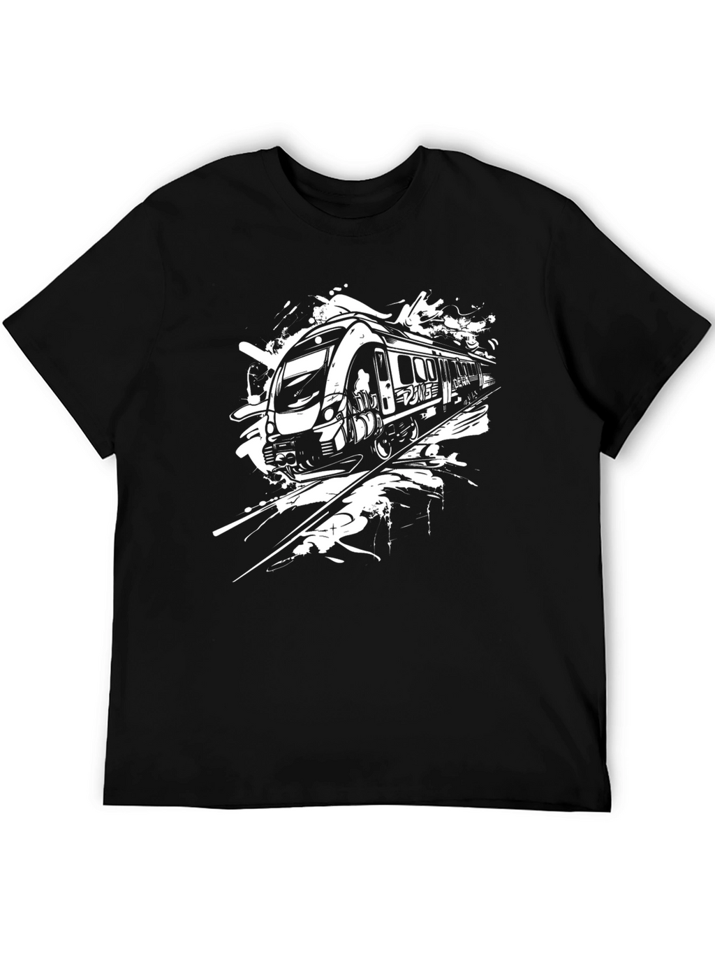 Train Graphic Black T-Shirt - Express Yourself
