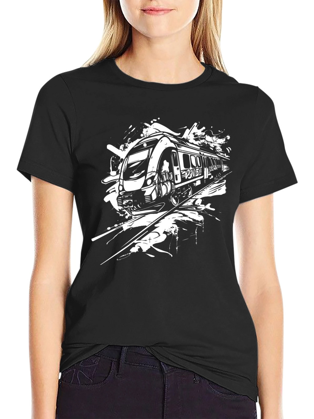 Train Graphic Black T-Shirt - Express Yourself