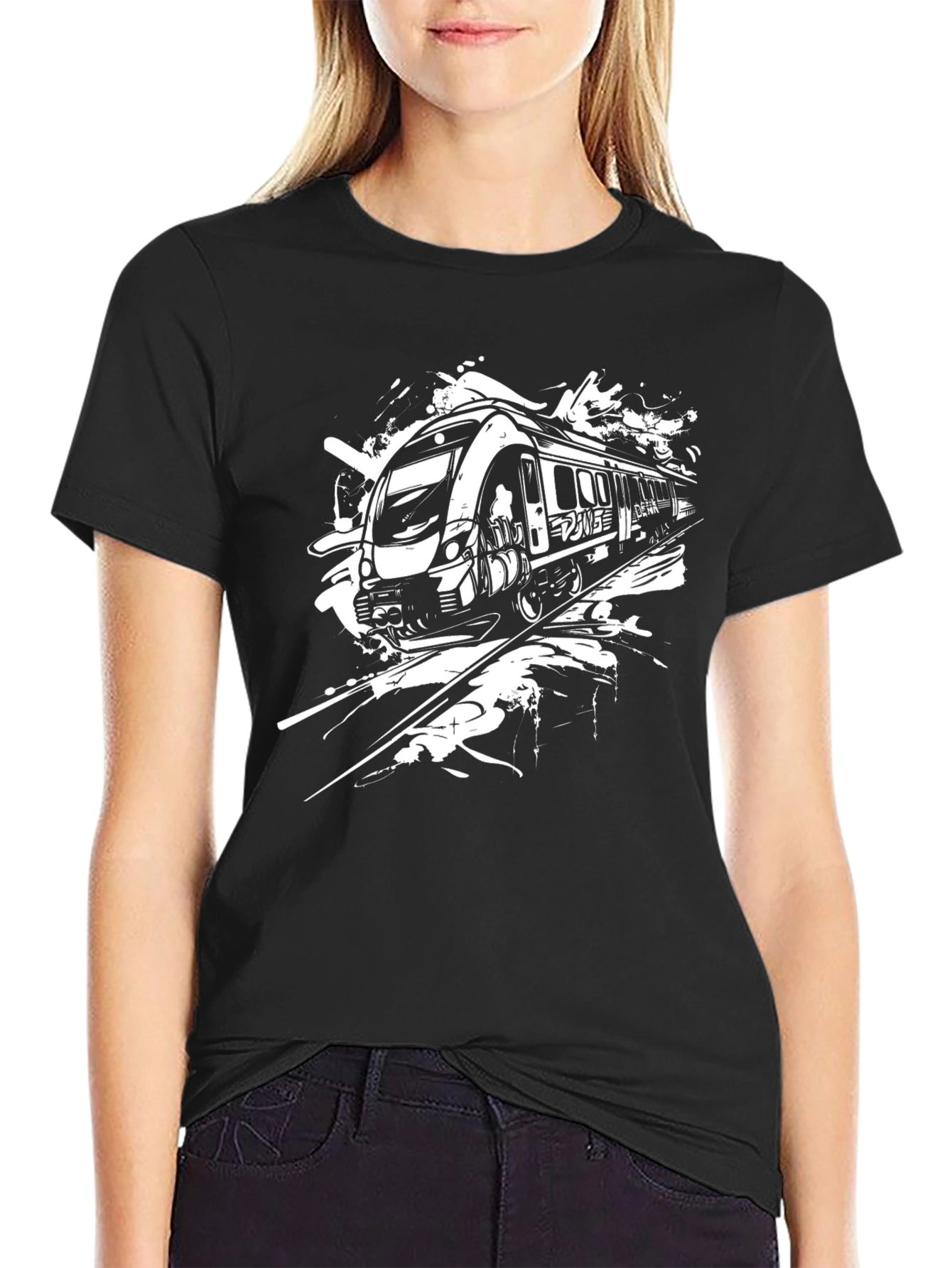 Train Graphic Black T-Shirt - Express Yourself