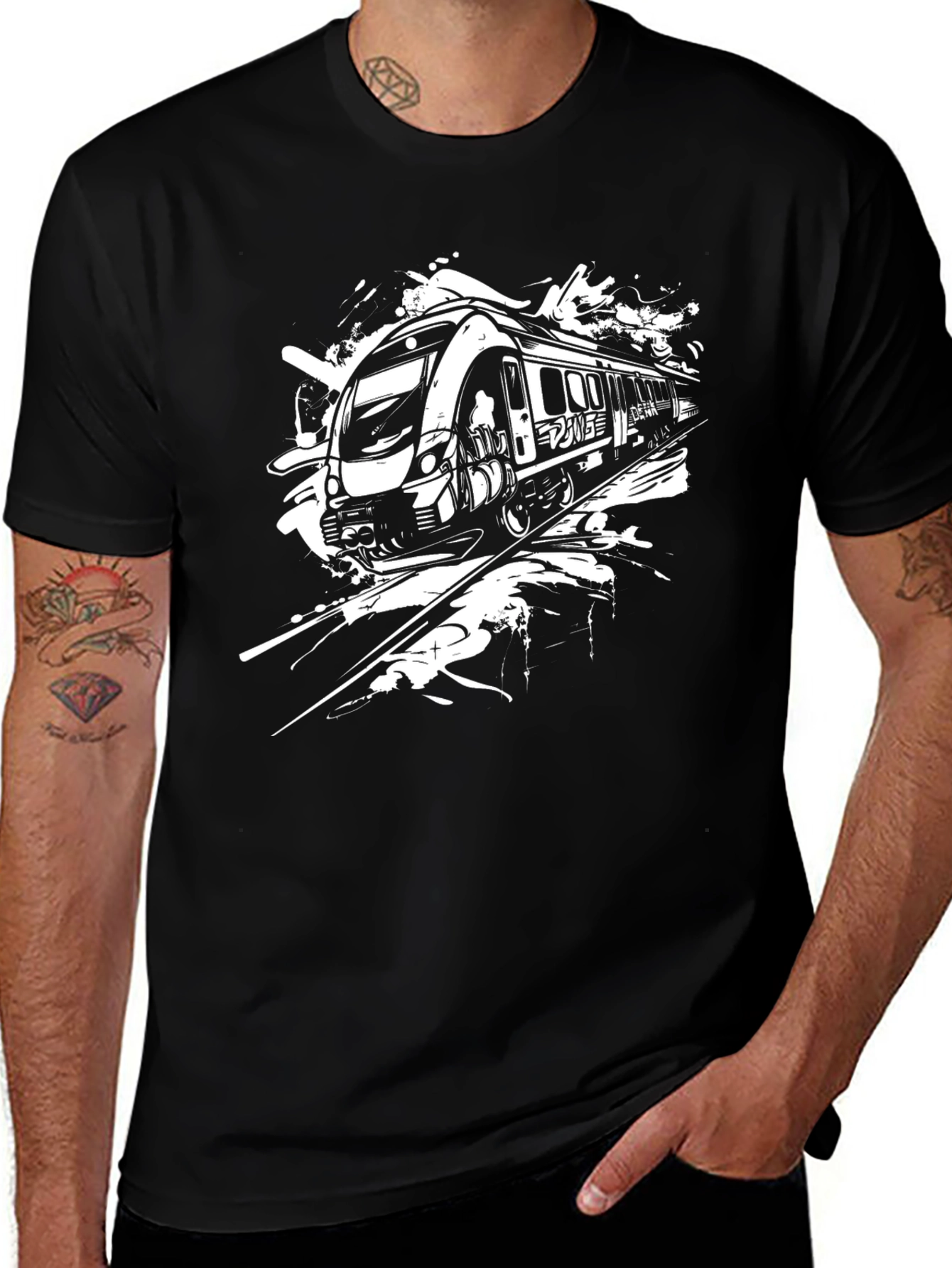Train Graphic Black T-Shirt - Express Yourself