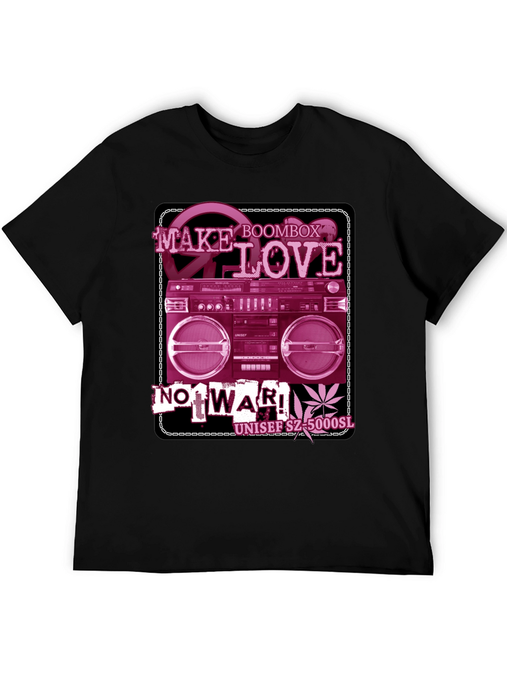 Retro Boombox Make Love Not War Graphic T-Shirt