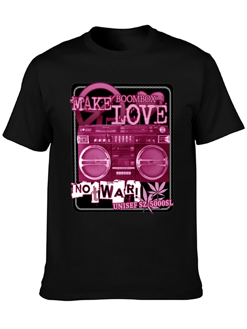 Retro Boombox Make Love Not War Graphic T-Shirt