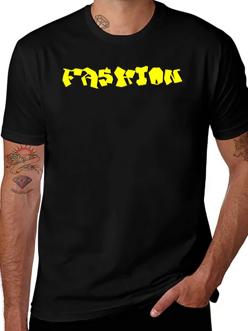 Mens Black Fashion Graphic Tee