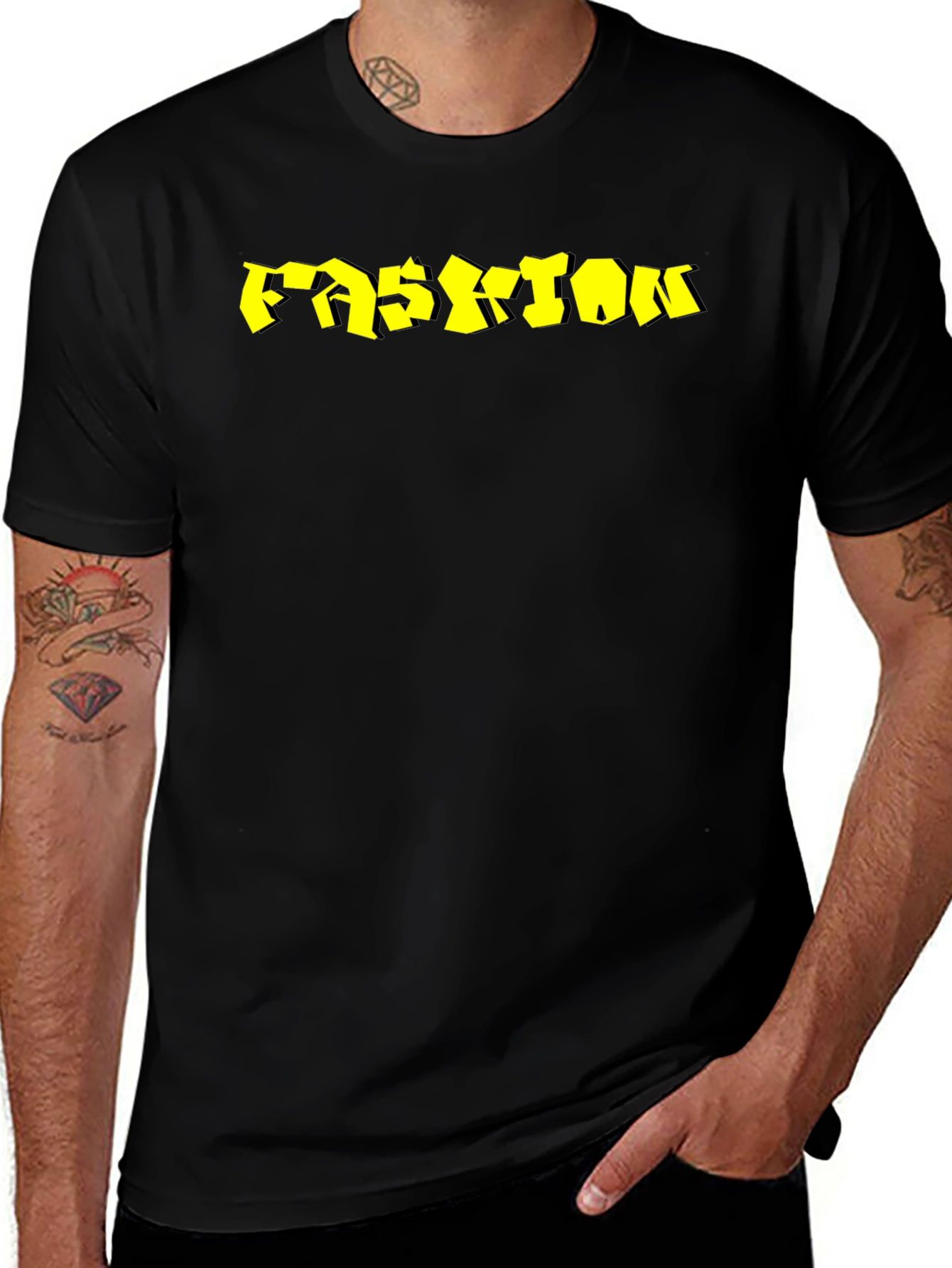 Mens Black Fashion Graphic Tee