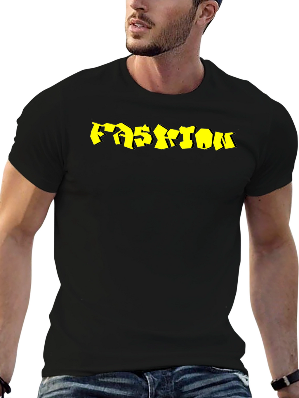Mens Black Fashion Graphic Tee