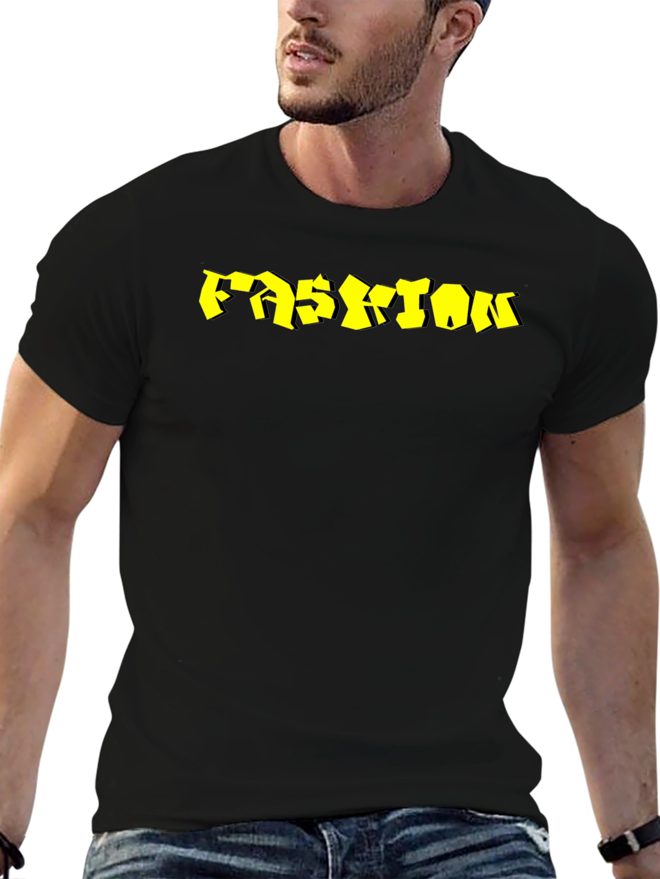 Mens Black Fashion Graphic Tee