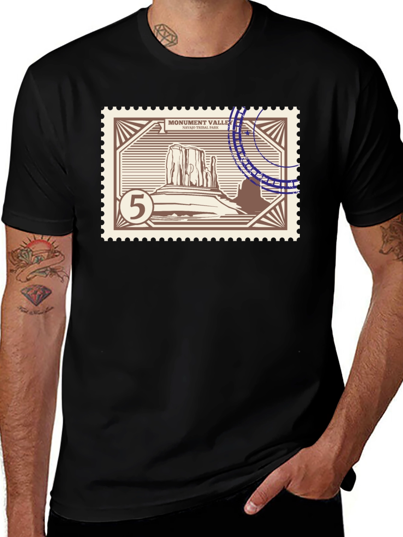 Monument Valley Graphic Tee - Vintage Stamp Design