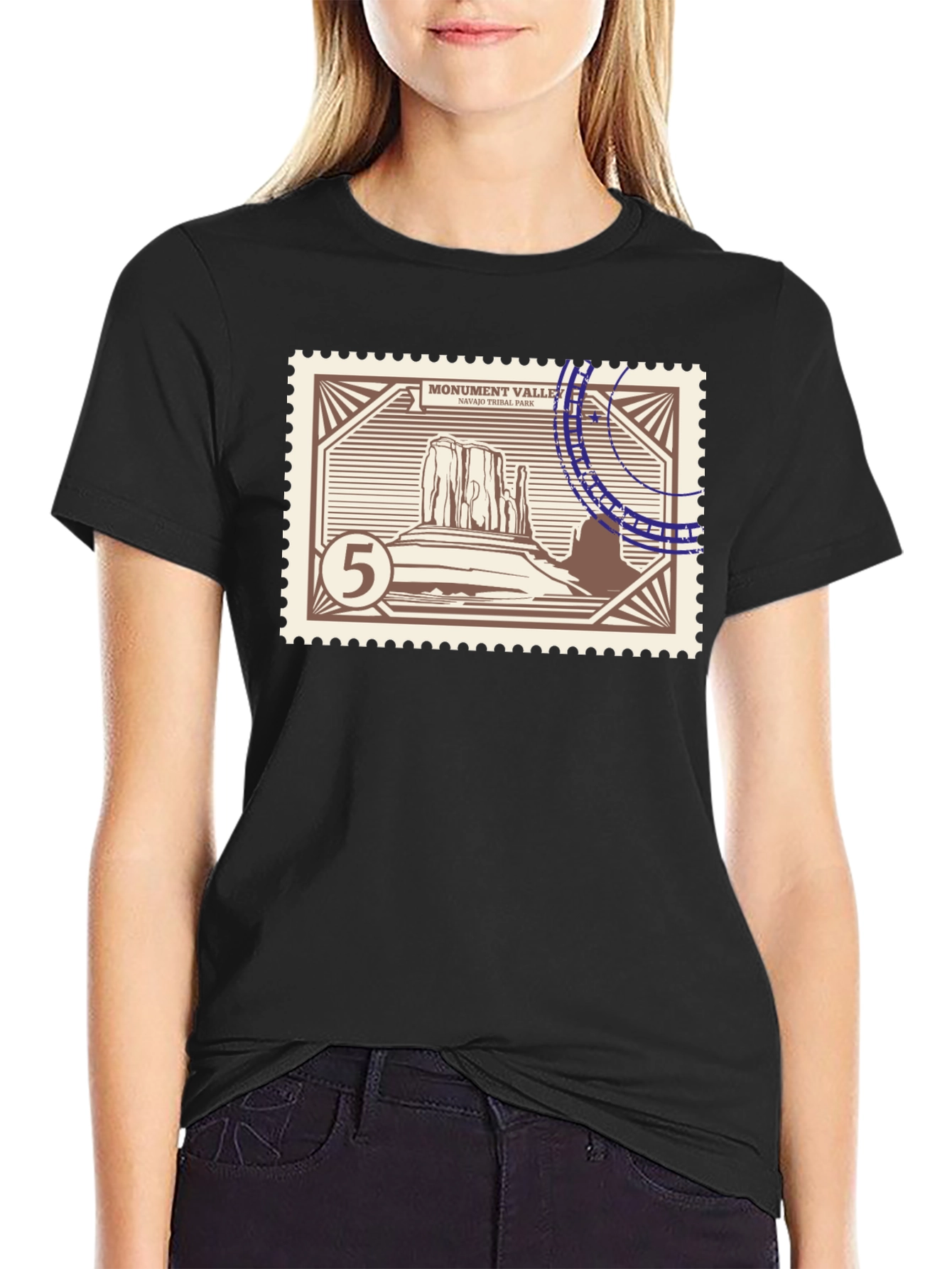 Monument Valley Graphic Tee - Vintage Stamp Design