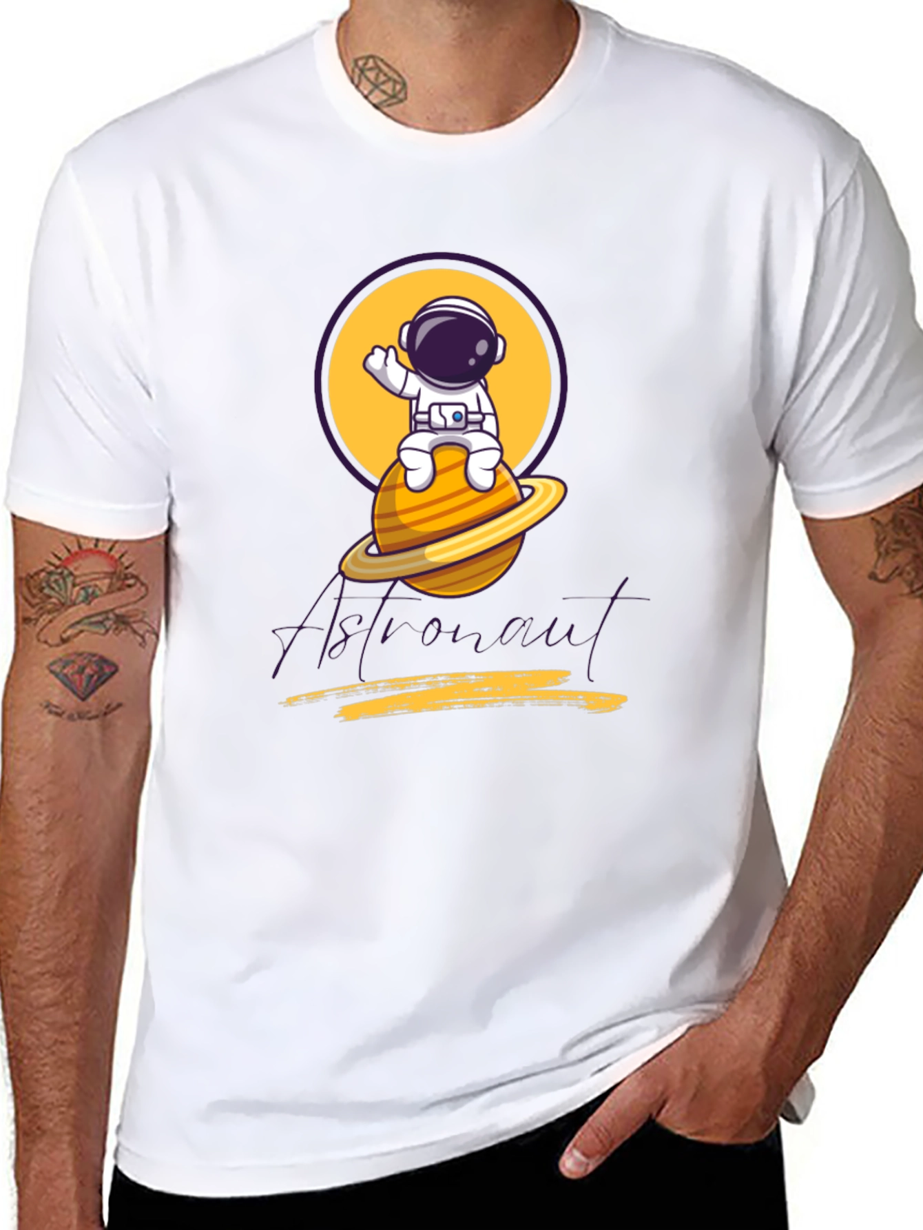 Astronaut Graphic Tee - Black Cotton Blend