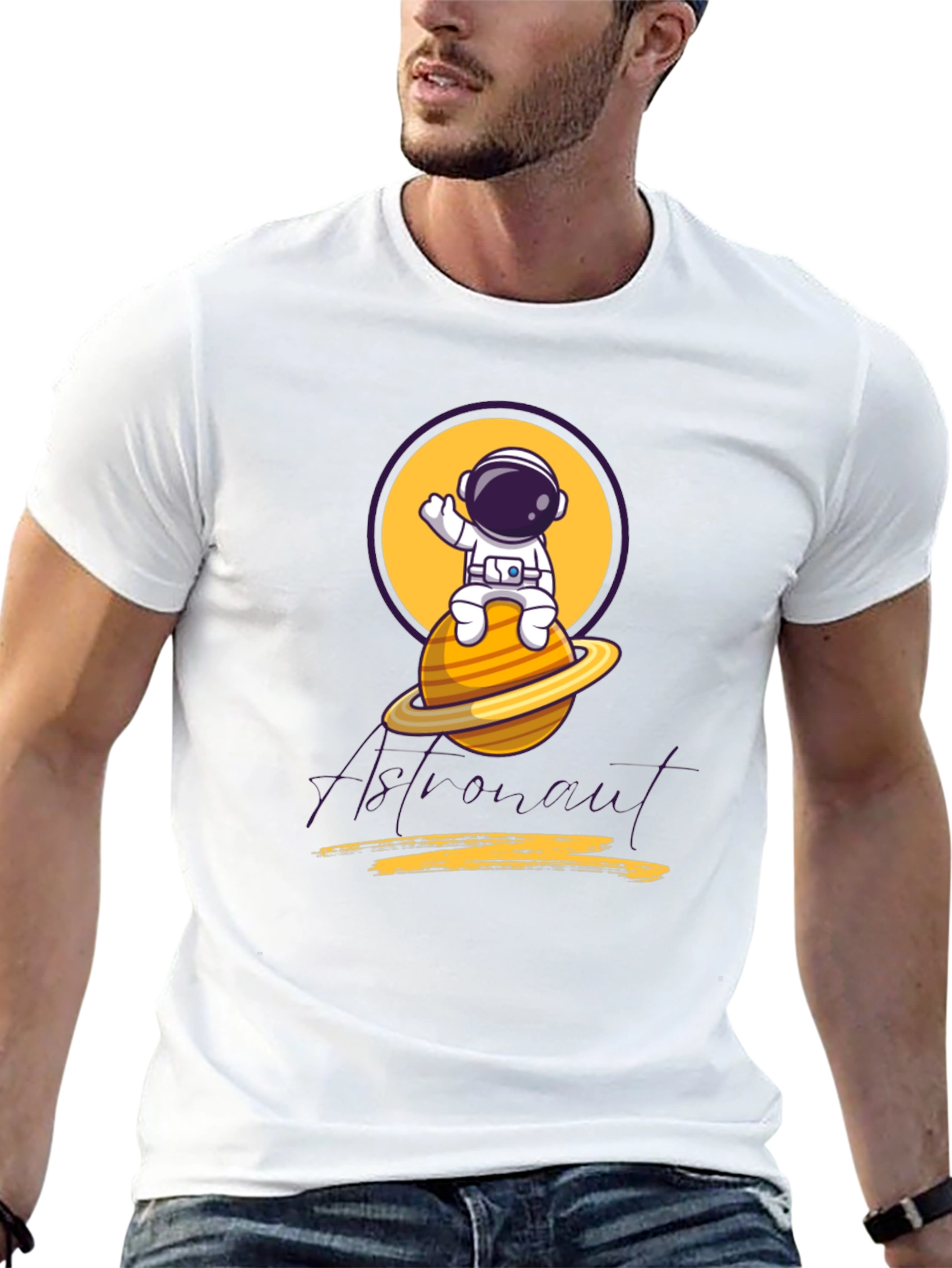 Astronaut Graphic Tee - Black Cotton Blend