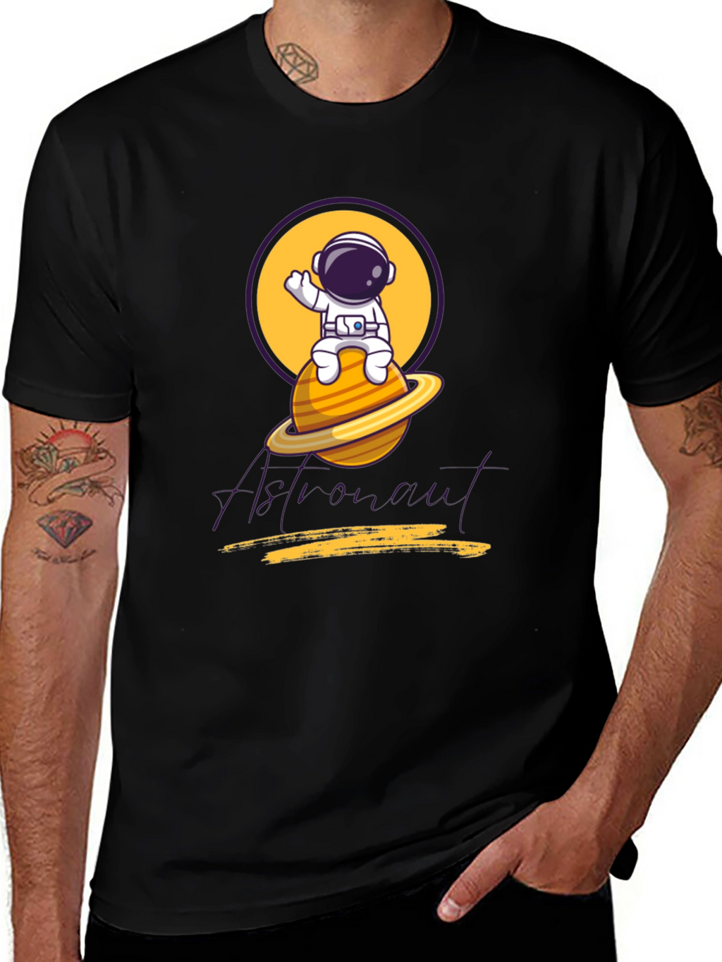 Astronaut Graphic Tee - Black Cotton Blend