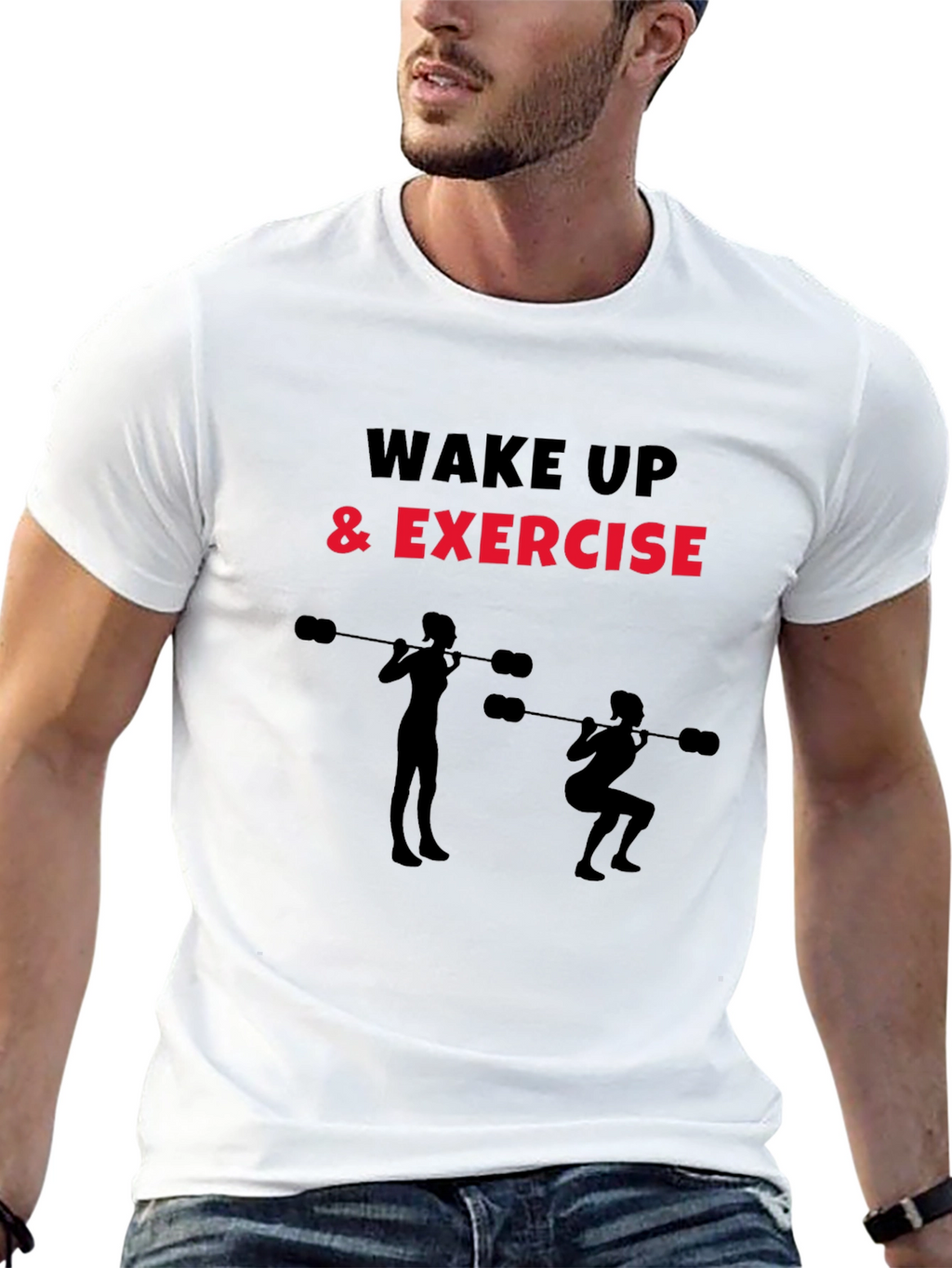 Wake Up & Exercise Black Graphic Tee