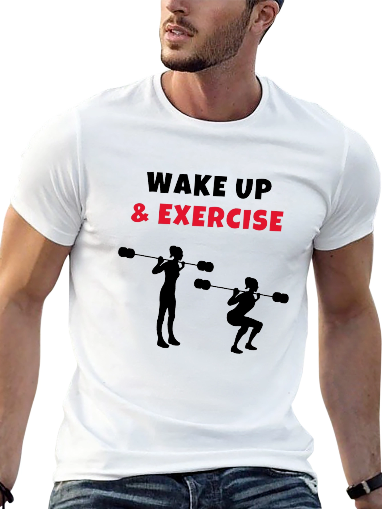 Wake Up & Exercise Black Graphic Tee