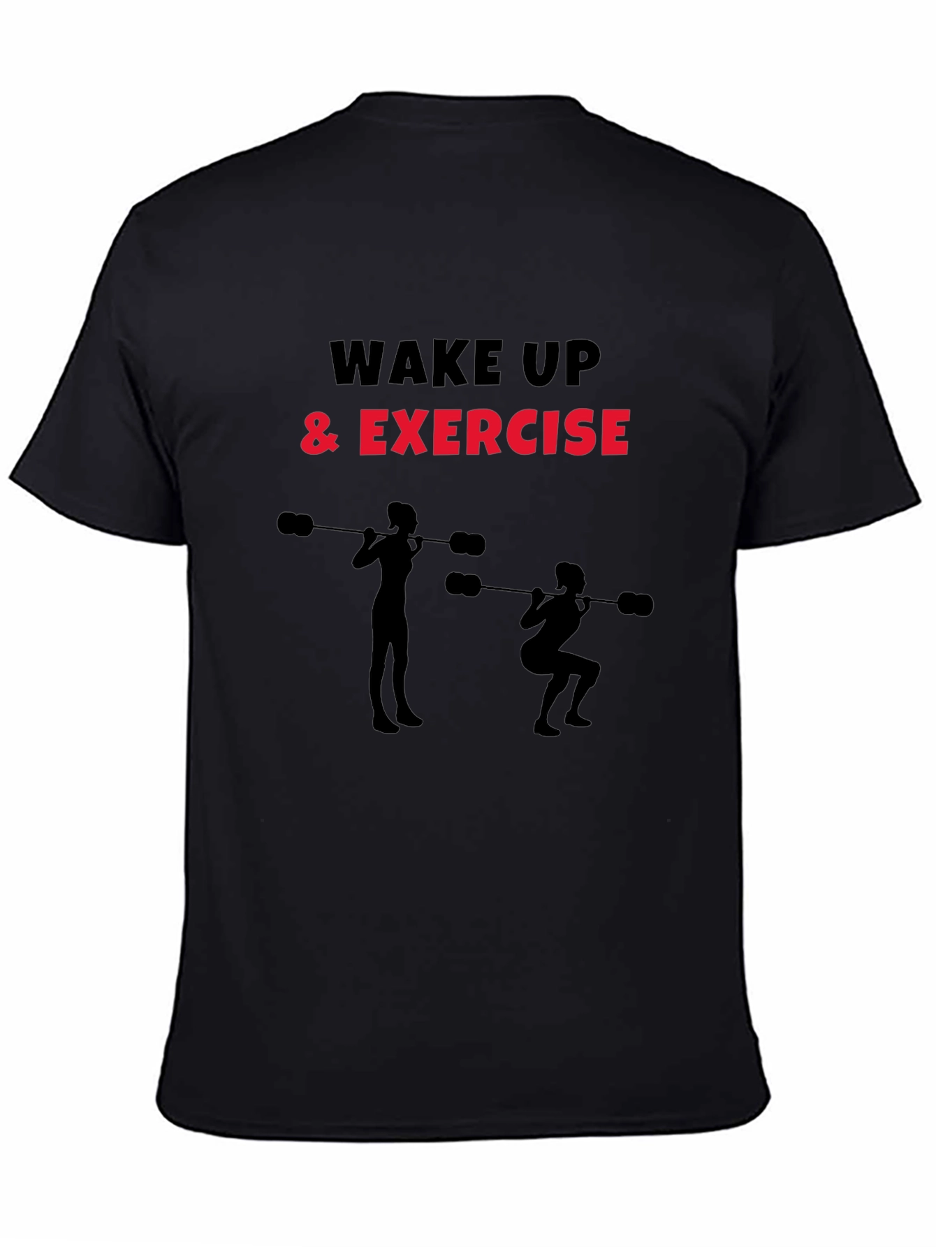 Wake Up & Exercise Black Graphic Tee