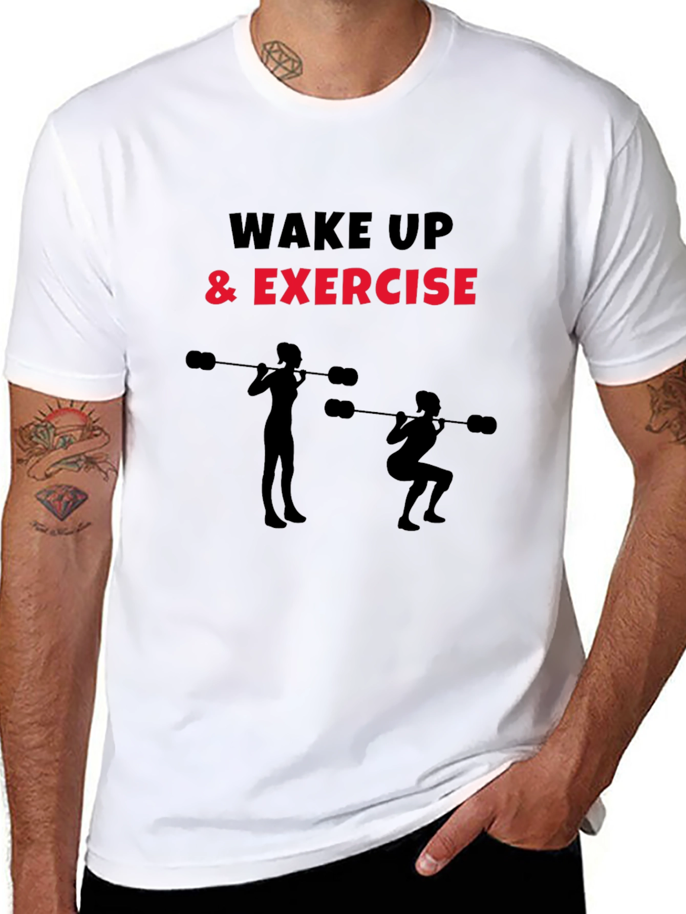 Wake Up & Exercise Black Graphic Tee