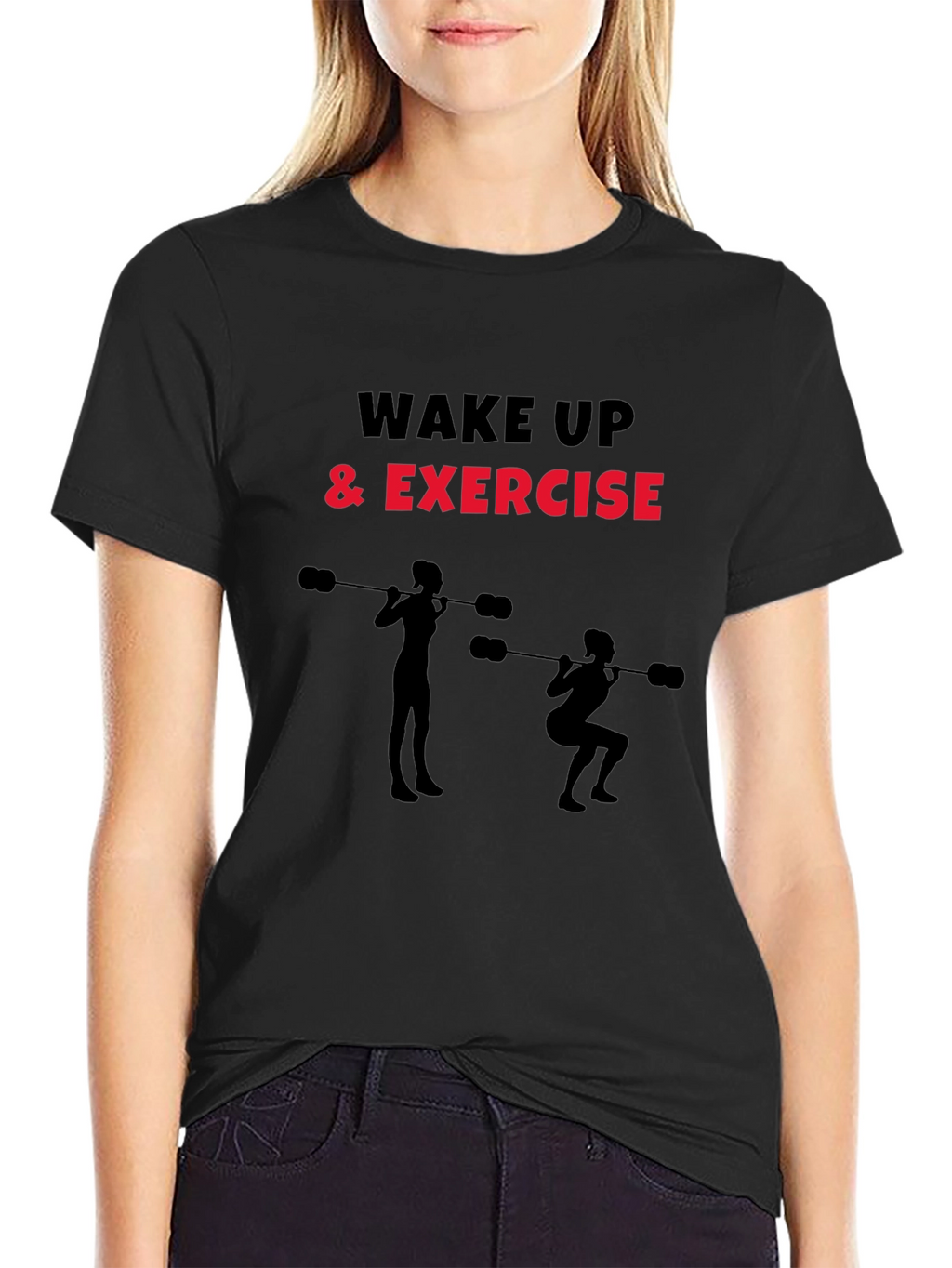 Wake Up & Exercise Black Graphic Tee