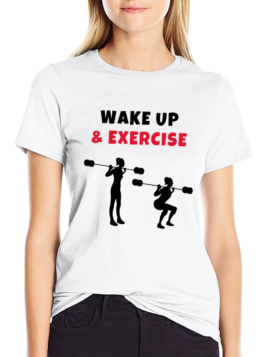 Wake Up & Exercise Black Graphic Tee