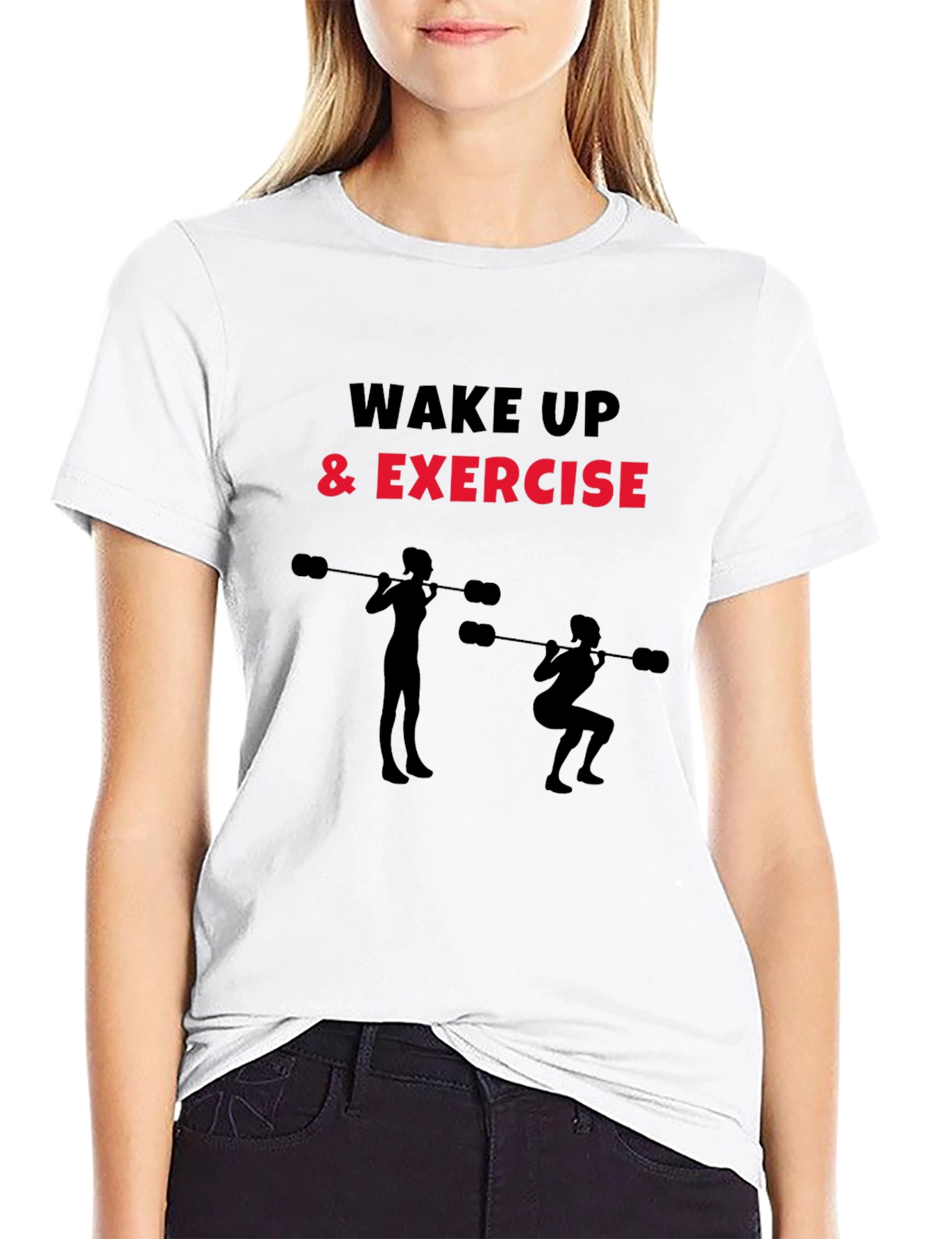 Wake Up & Exercise Black Graphic Tee