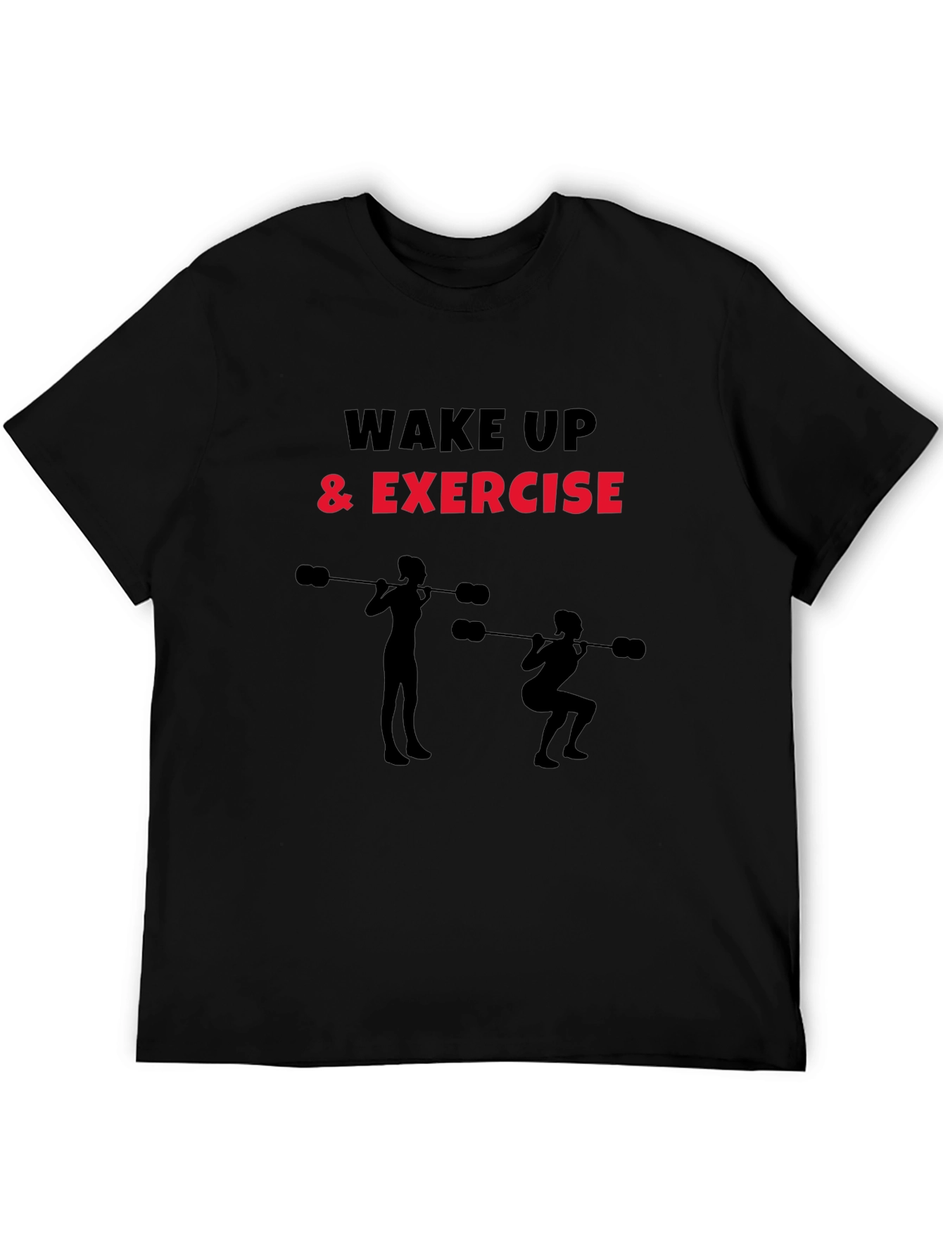 Wake Up & Exercise Black Graphic Tee