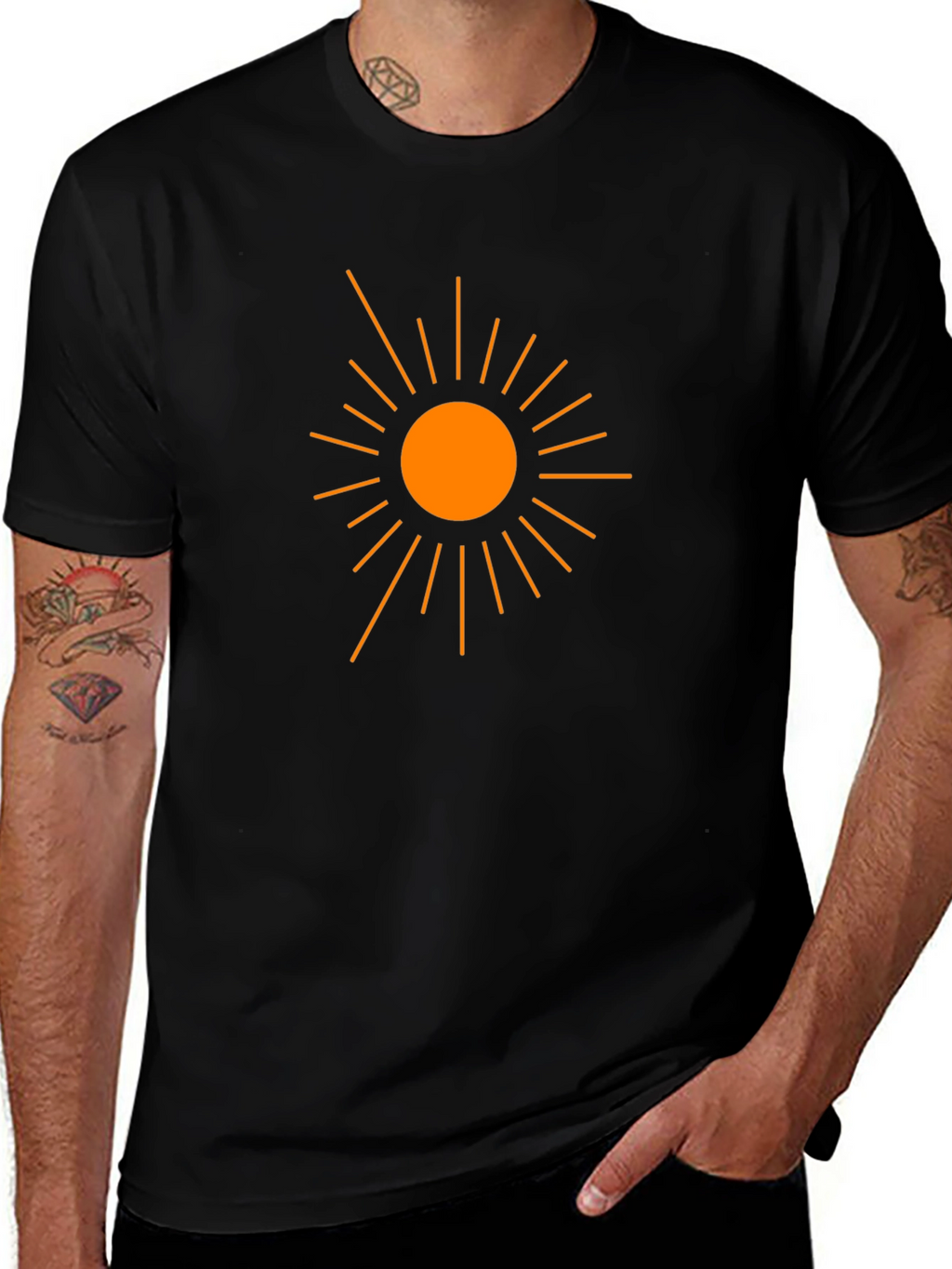 Sun Graphic Black Cotton T-Shirt