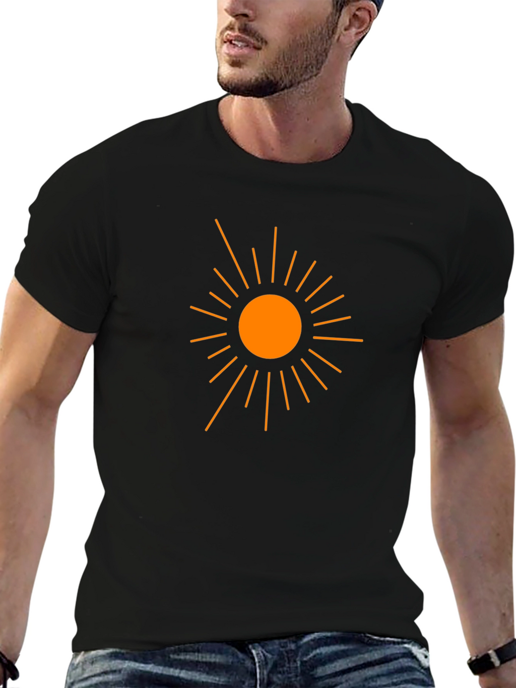 Sun Graphic Black Cotton T-Shirt