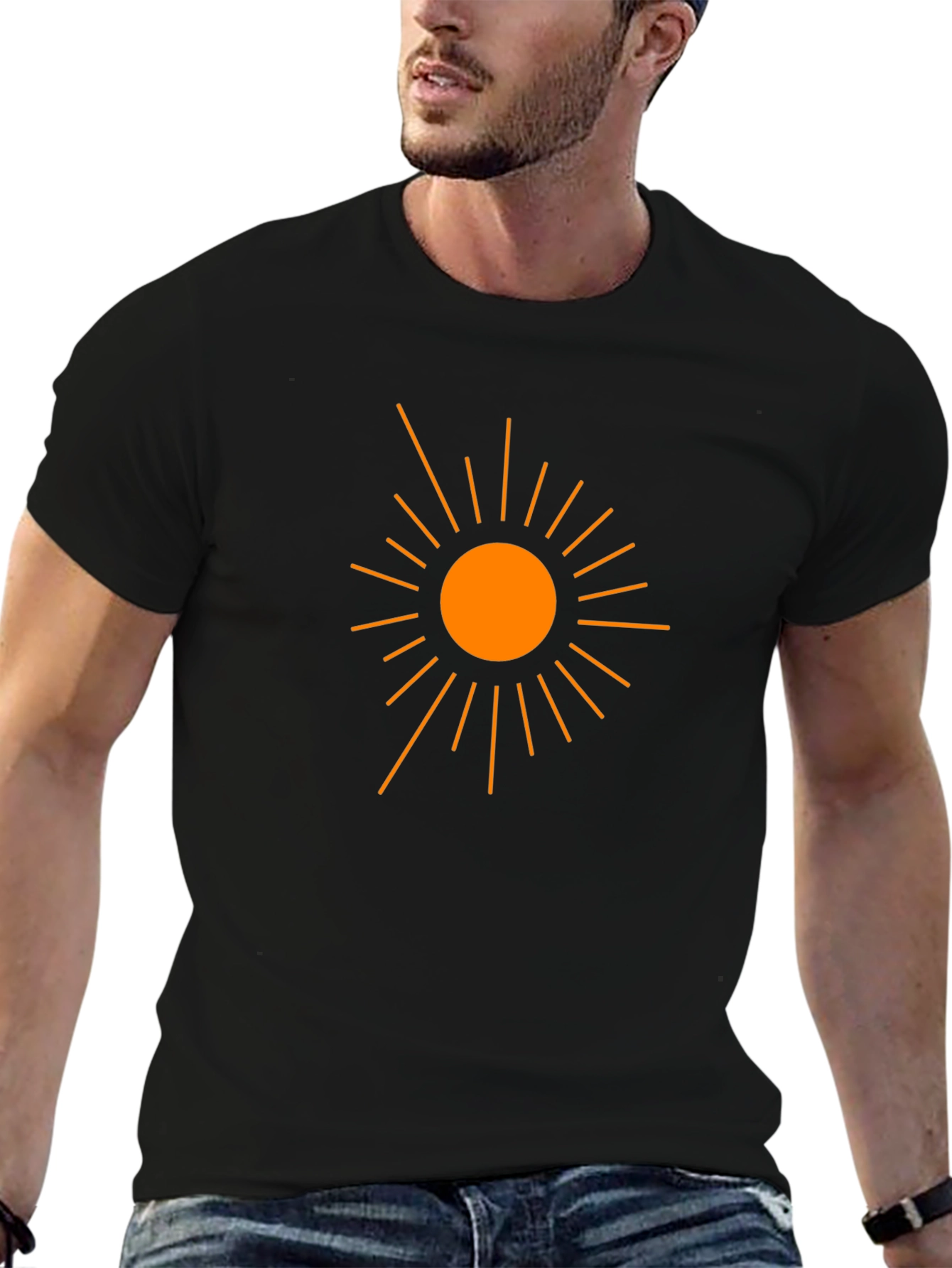 Sun Graphic Black Cotton T-Shirt
