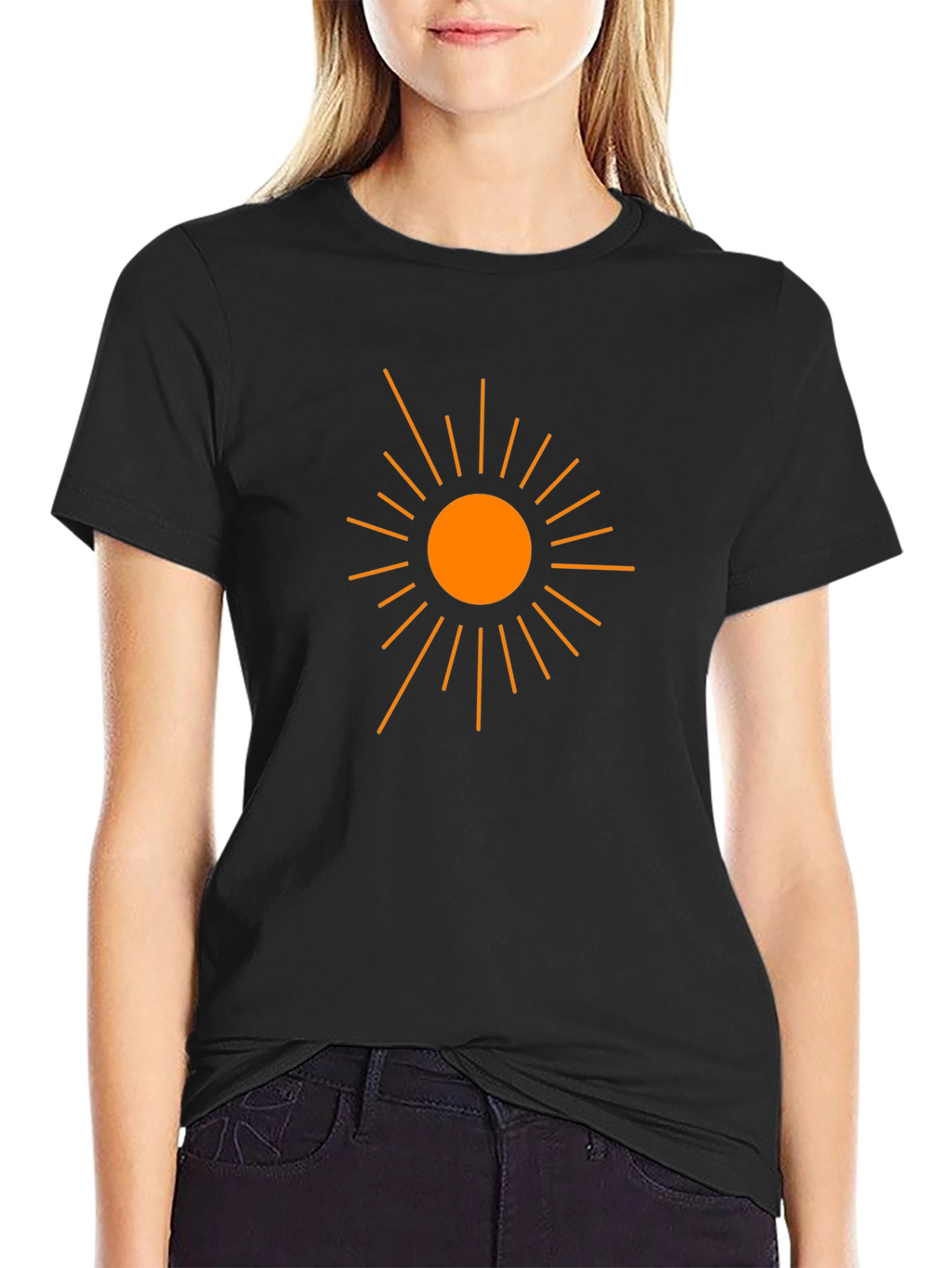 Sun Graphic Black Cotton T-Shirt